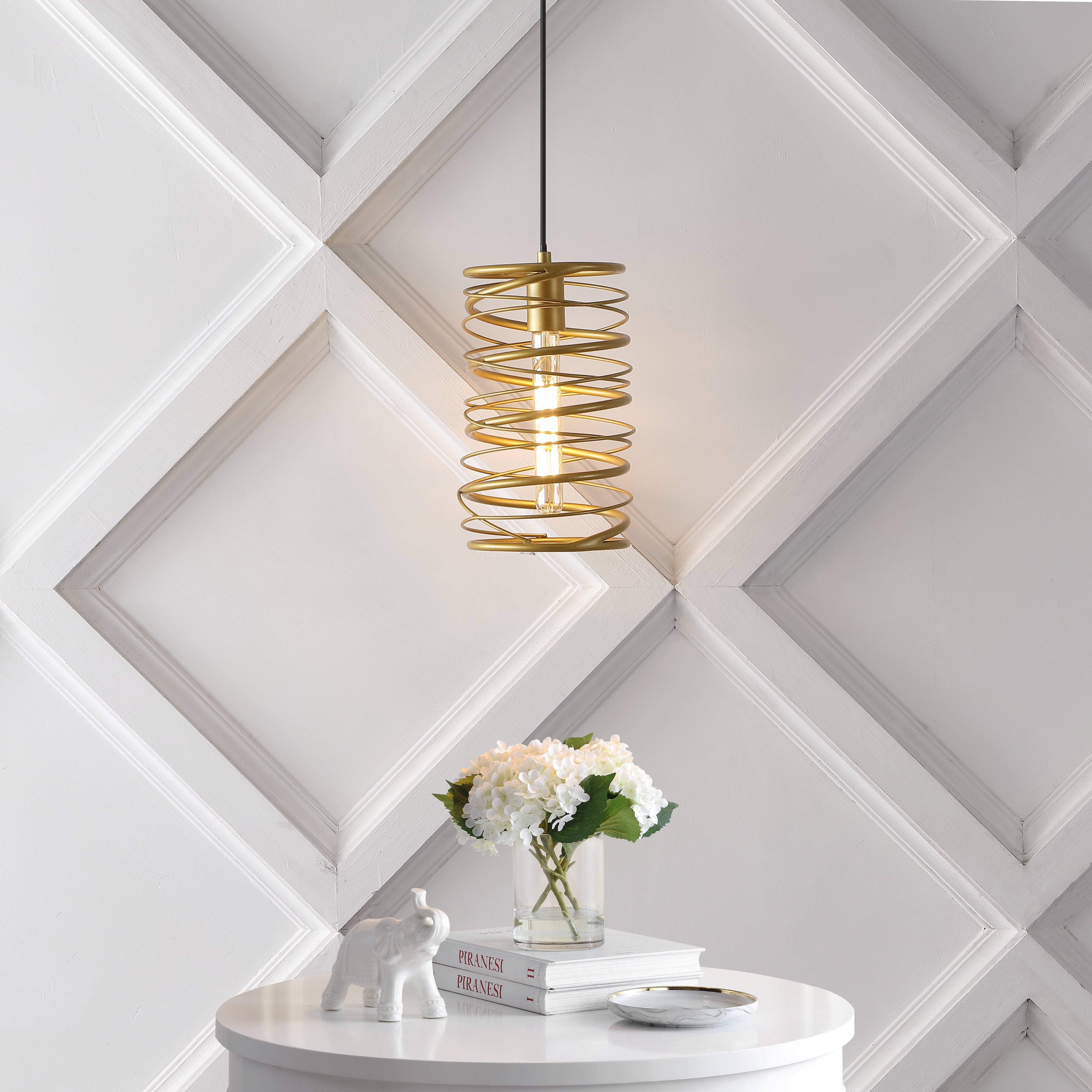 Helisa 1-Light Modern Contemporary Iron Spiral LED Pendant