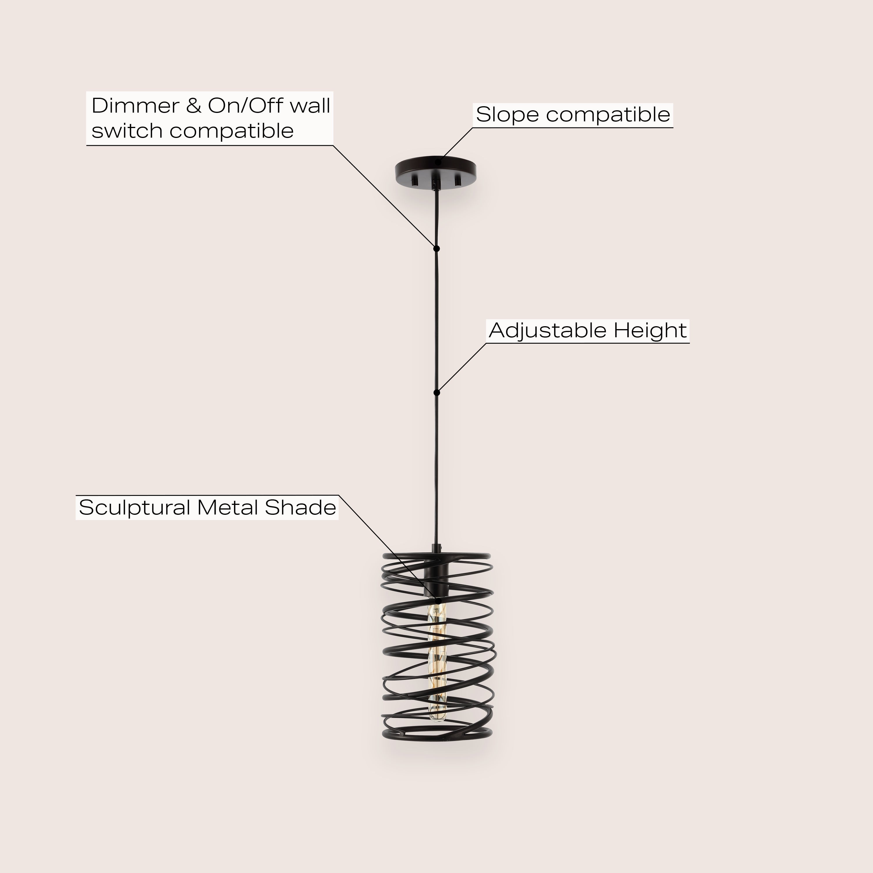 Helisa 1-Light Modern Contemporary Iron Spiral LED Pendant