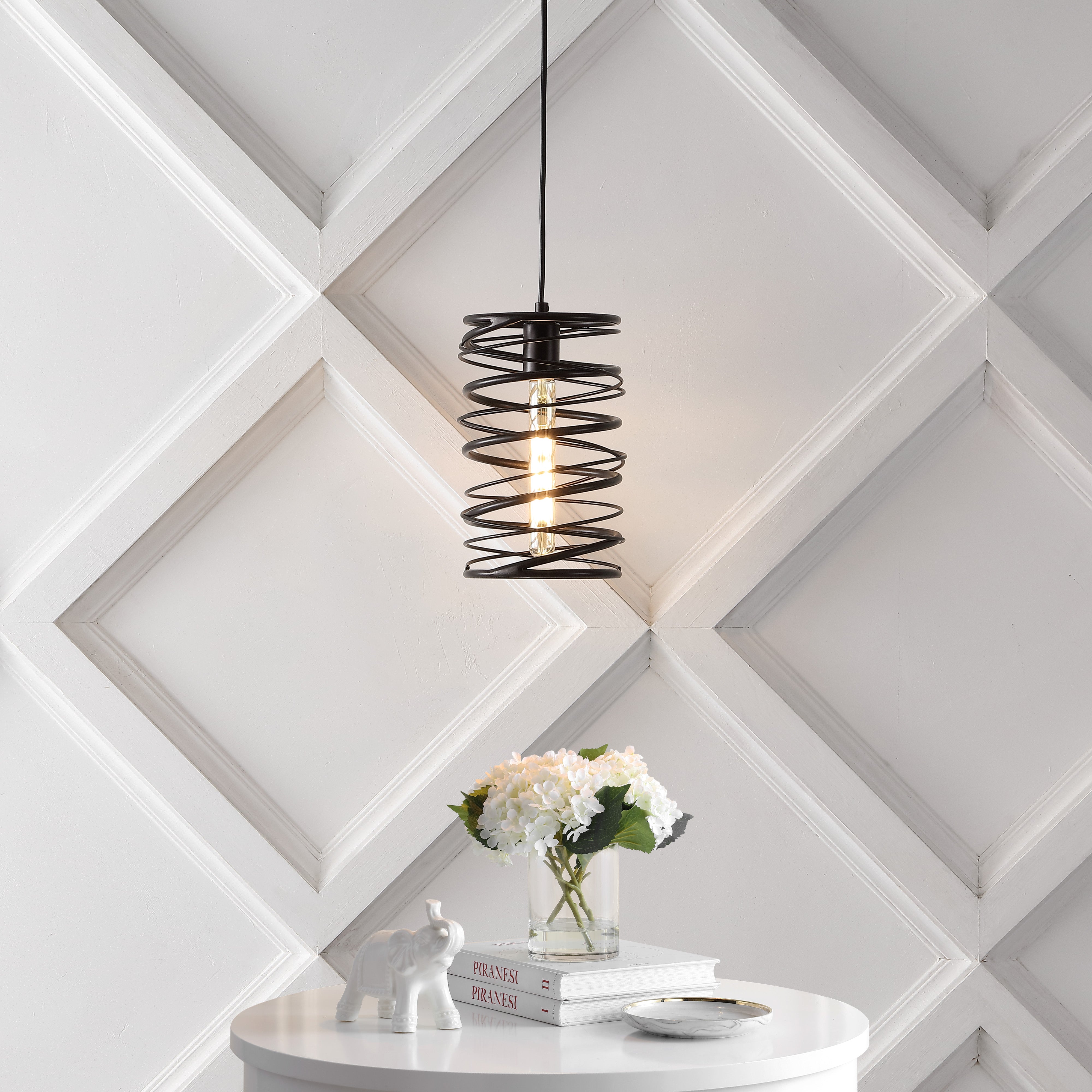 Helisa 1-Light Modern Contemporary Iron Spiral LED Pendant