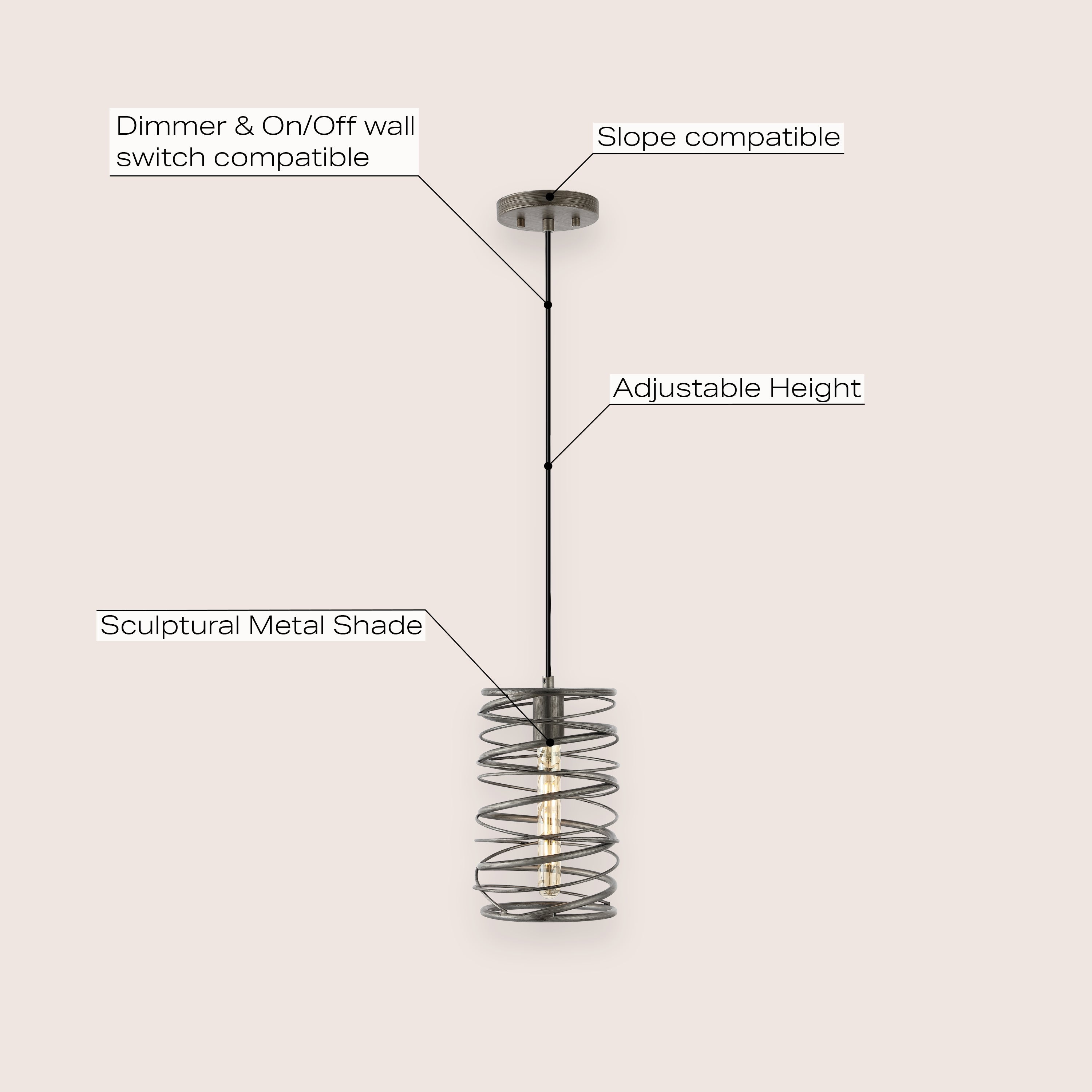 Helisa 1-Light Modern Contemporary Iron Spiral LED Pendant