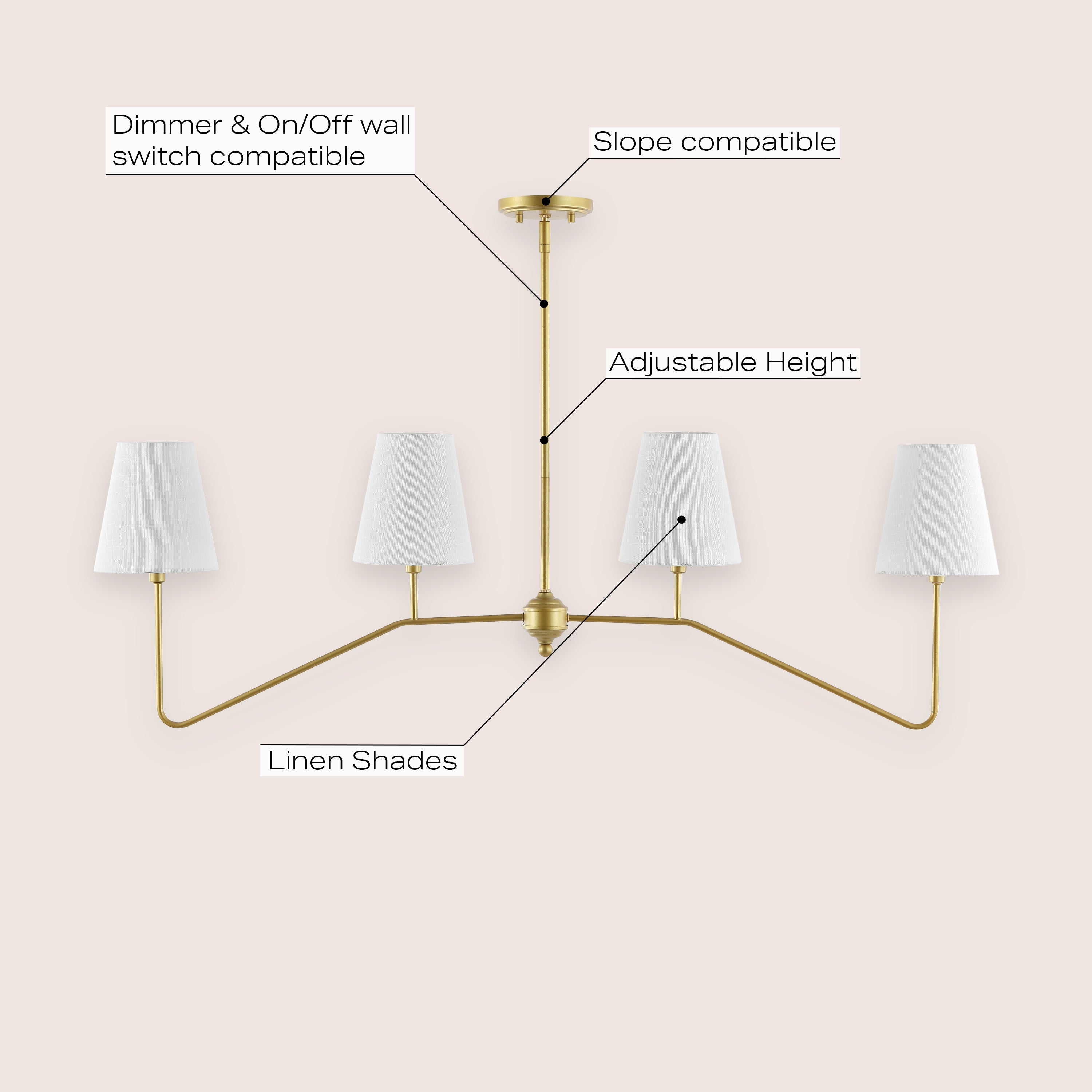 Signe 4-Light Classic Minimalist Iron Linear LED Pendant