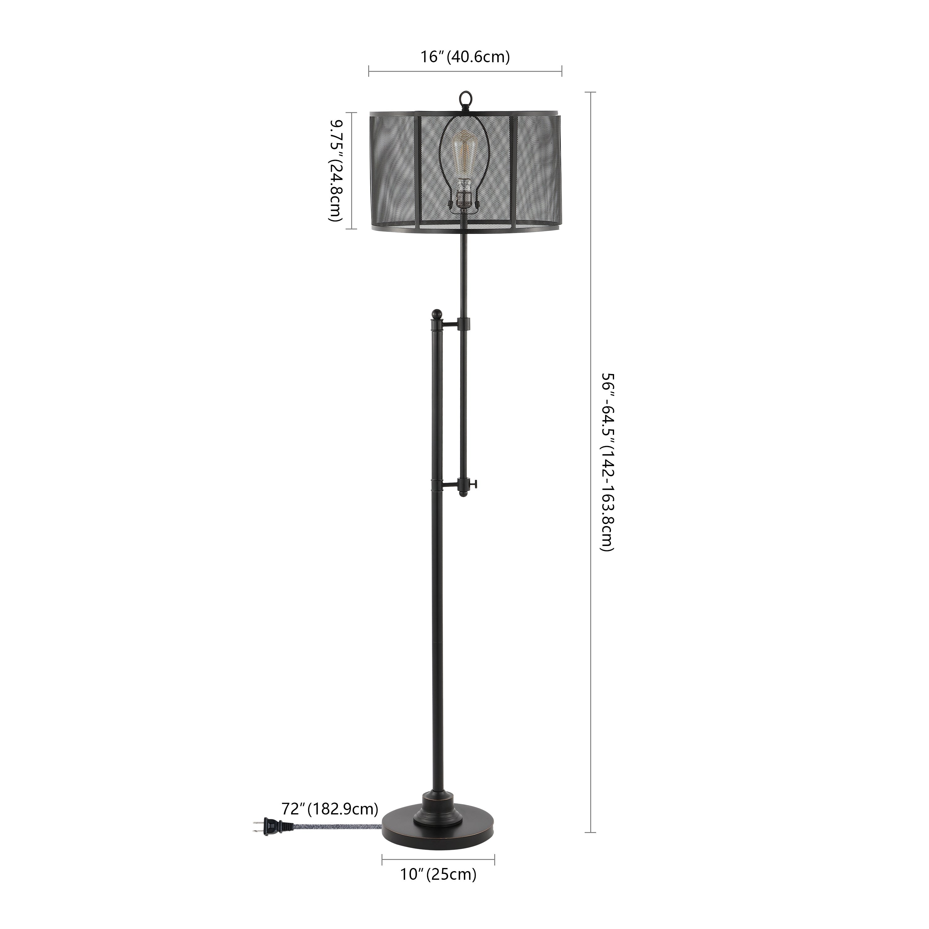 Noah Modern Industrial Iron Height-Adjustable LED Floor Lamp