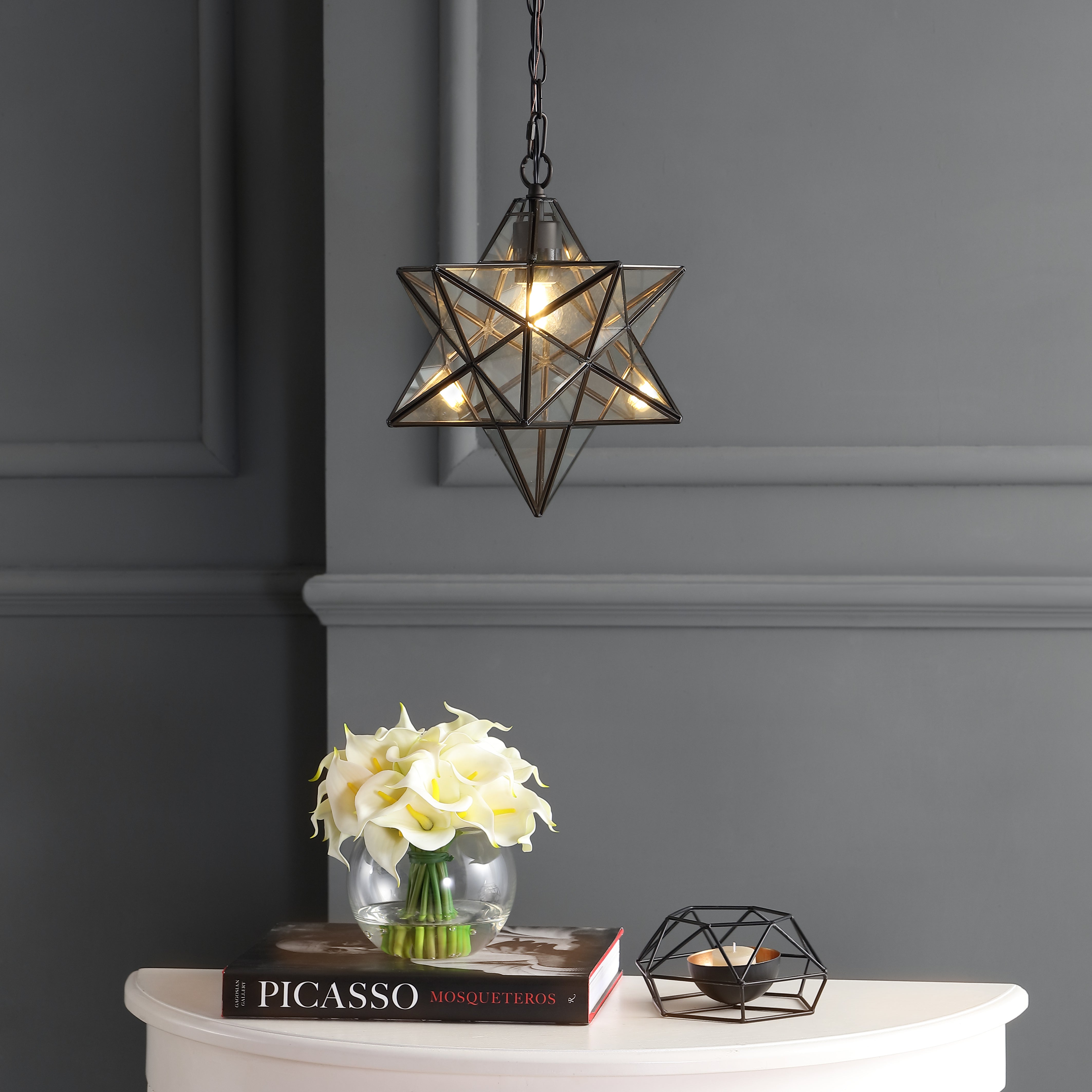 Stella Moravian Star Metal/Clear Glass LED Pendant