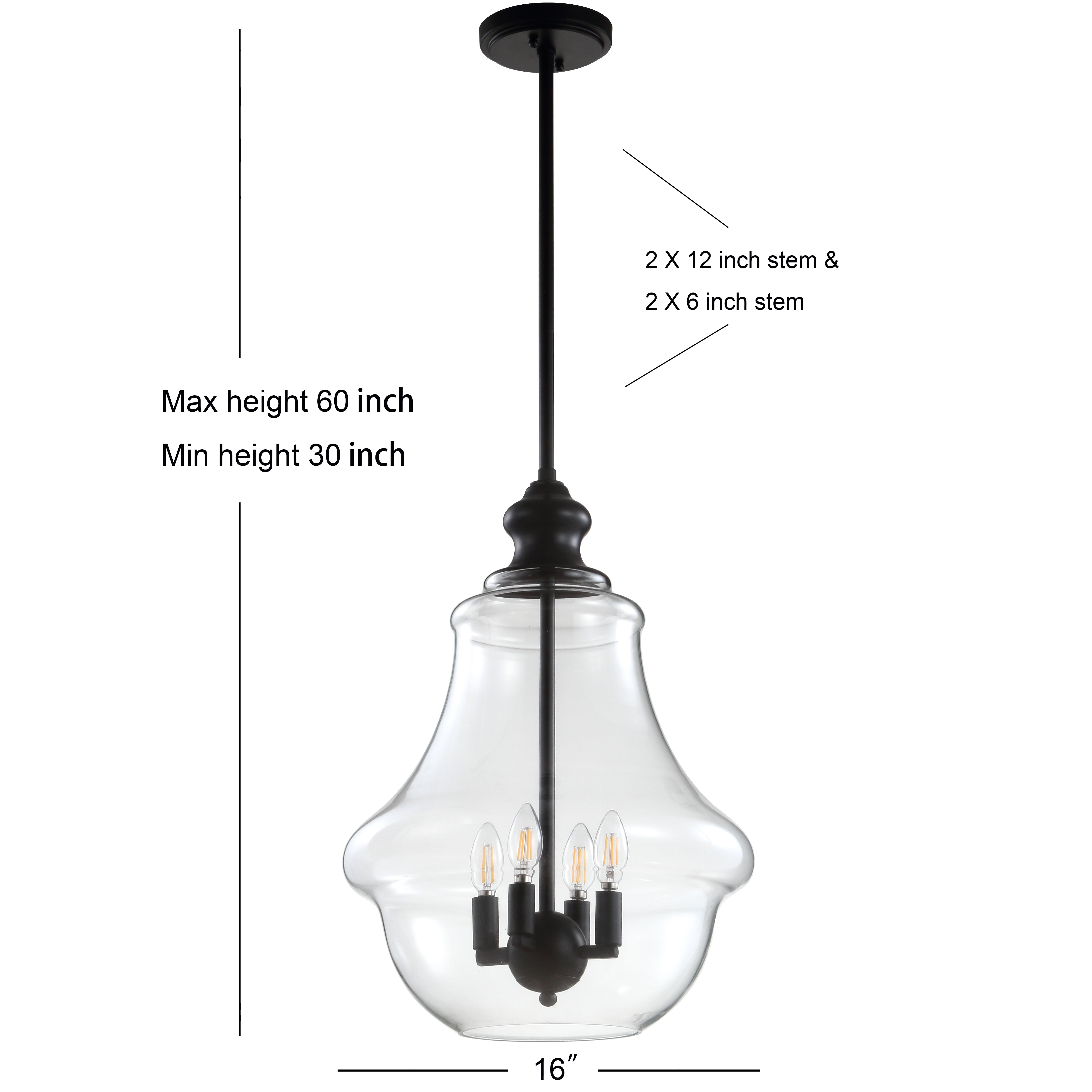 Adam Adjustable Metal/Glass LED Pendant