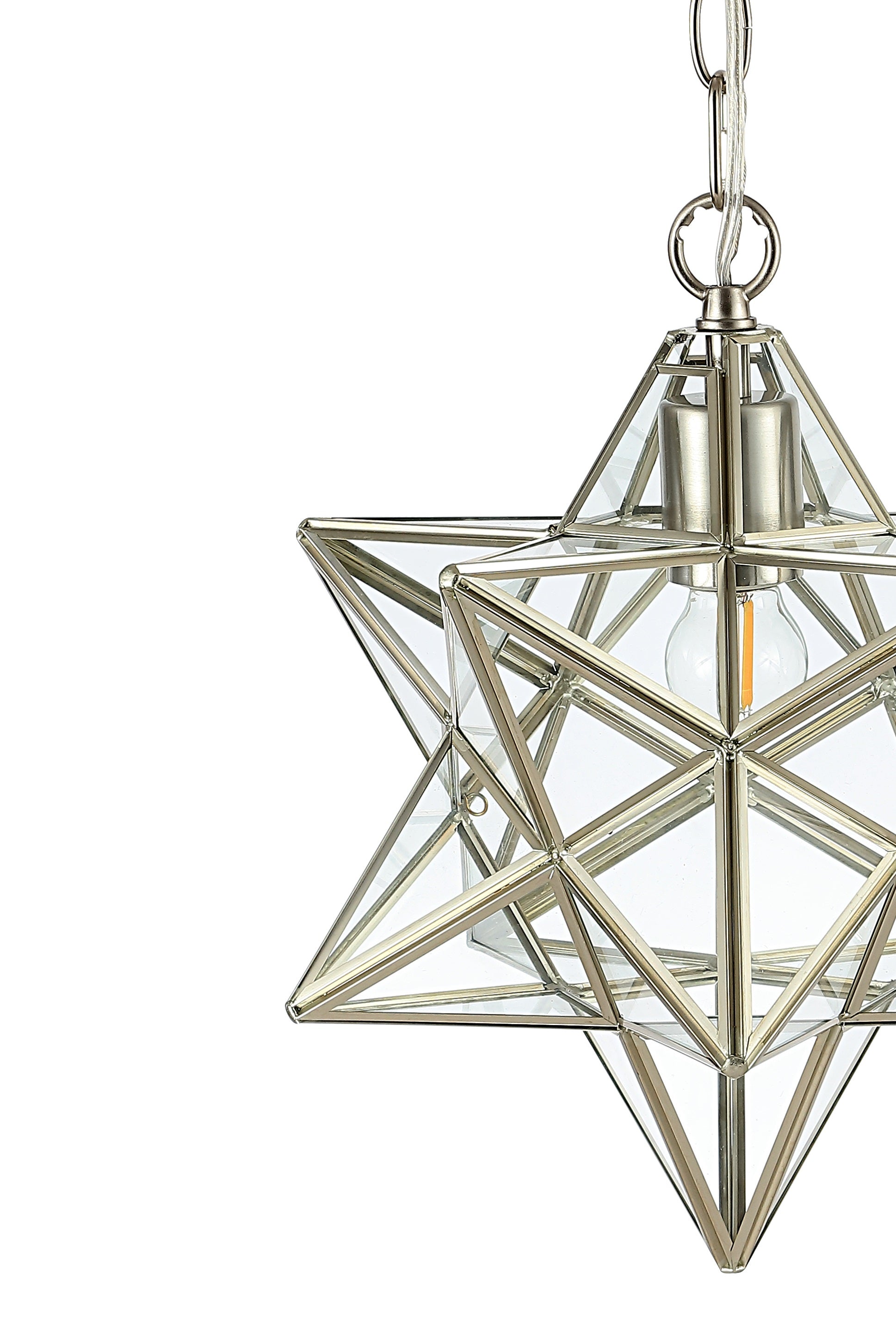 Stella Moravian Star Metal/Clear Glass LED Pendant