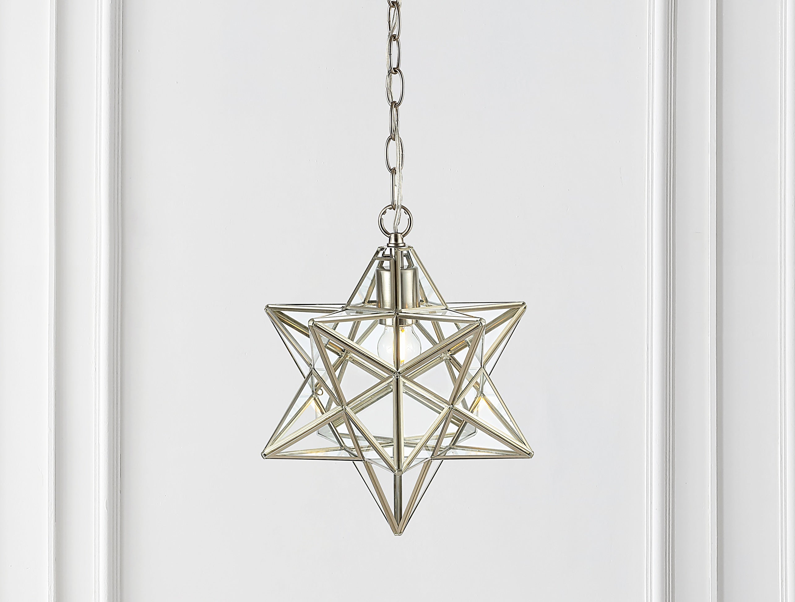 Stella Moravian Star Metal/Clear Glass LED Pendant