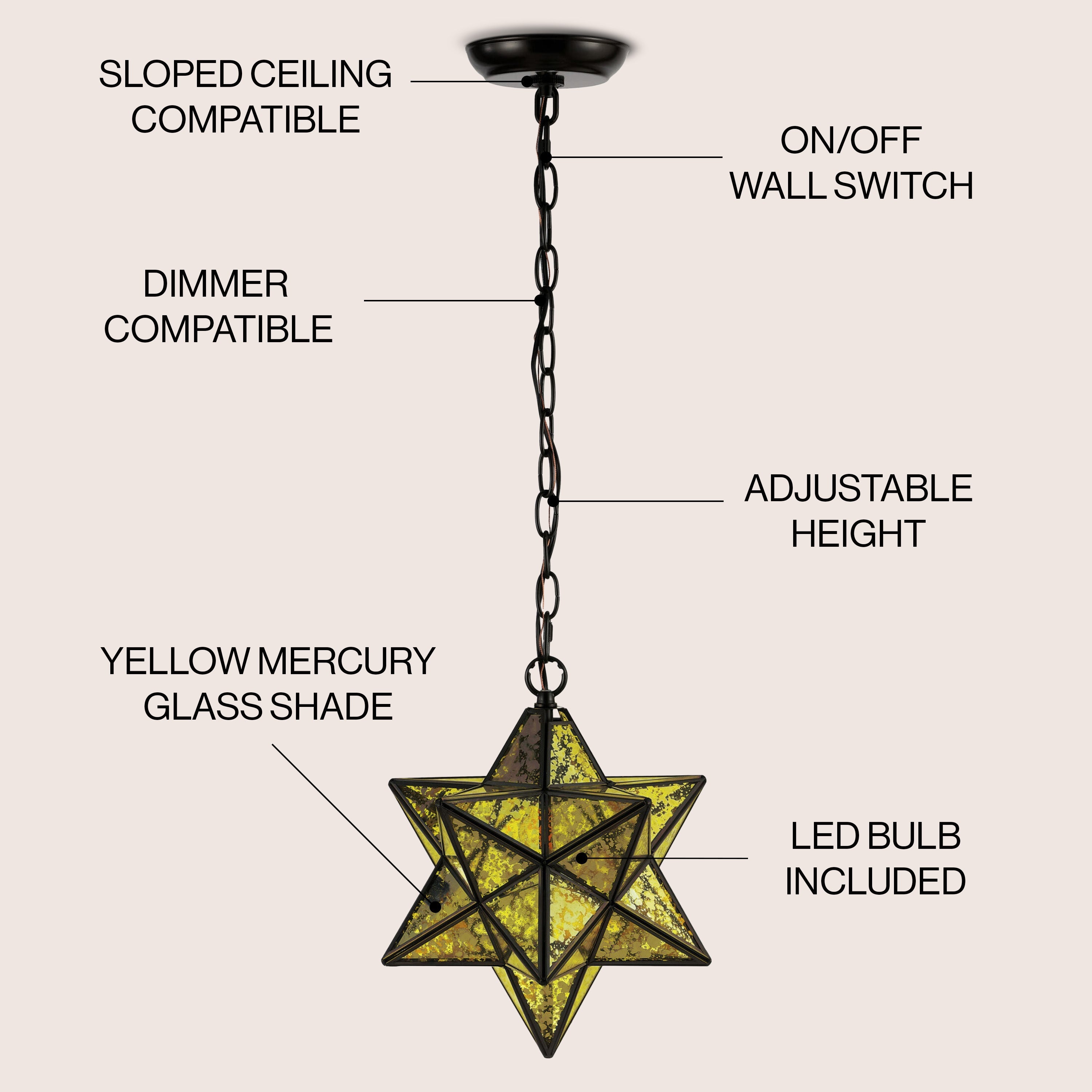 Stella Moravian Star Metal/Clear Glass LED Pendant