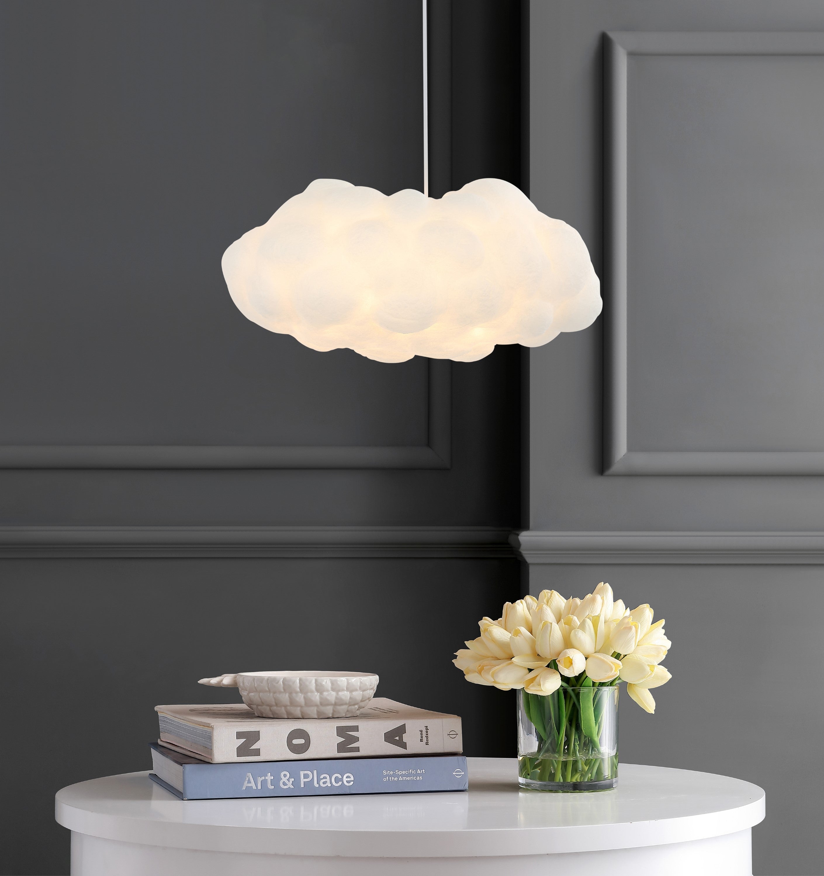 Zephyr 2-Light Modern Contemporary Silk LED Cloud Pendant