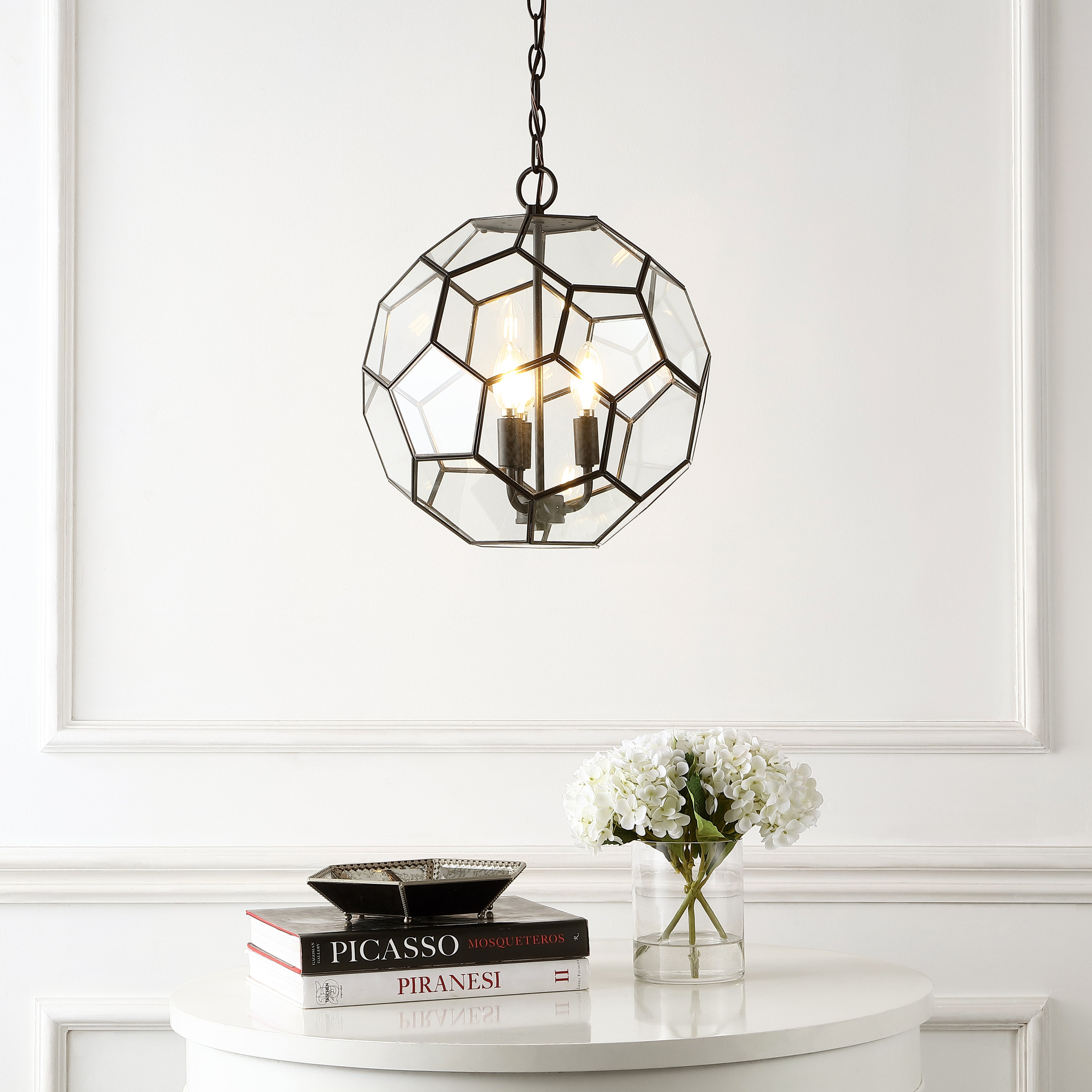 Bee 3-Light Modern Farmhouse Iron/Glass LED Pendant