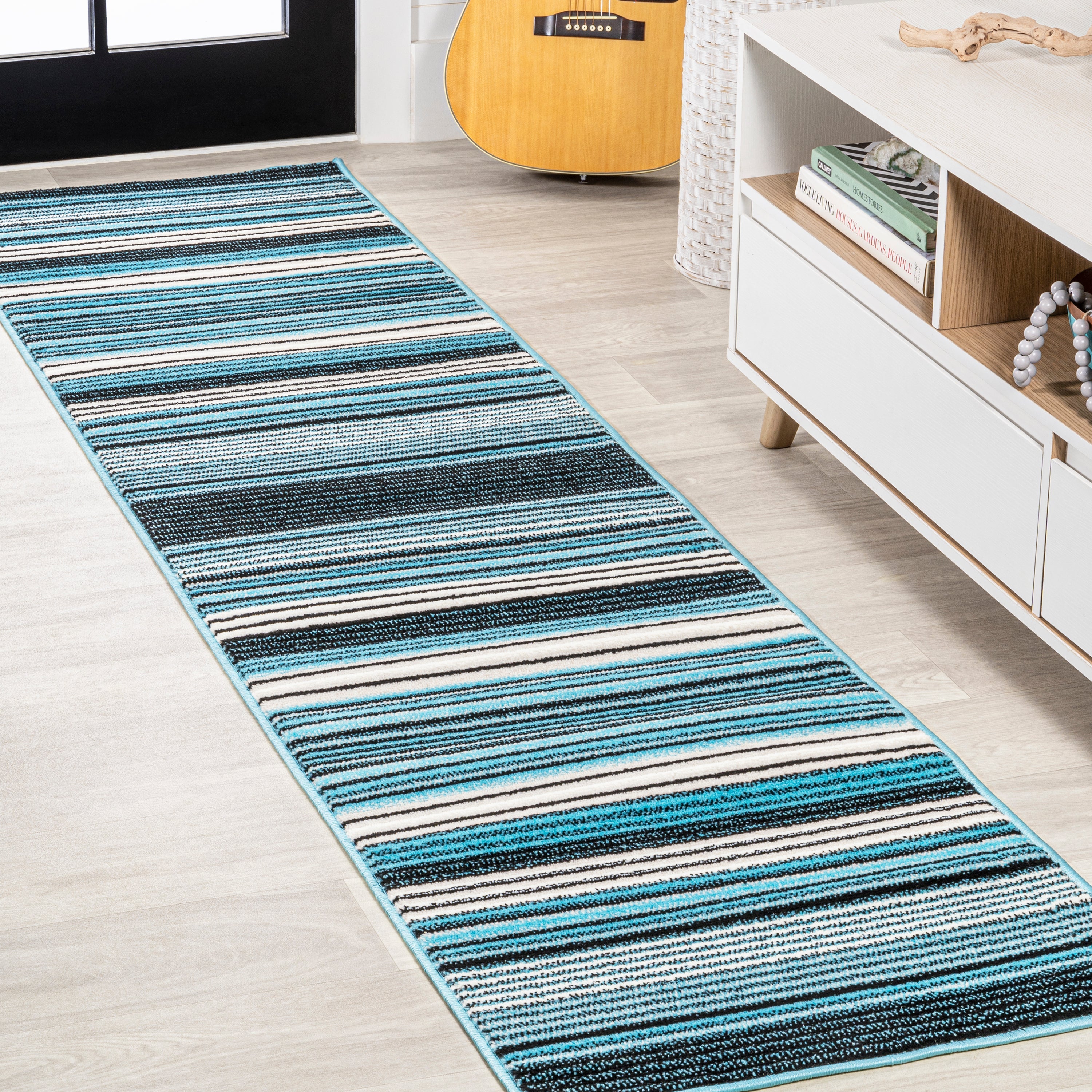 Duxbury Gradient Ticking Striped Runner Rug