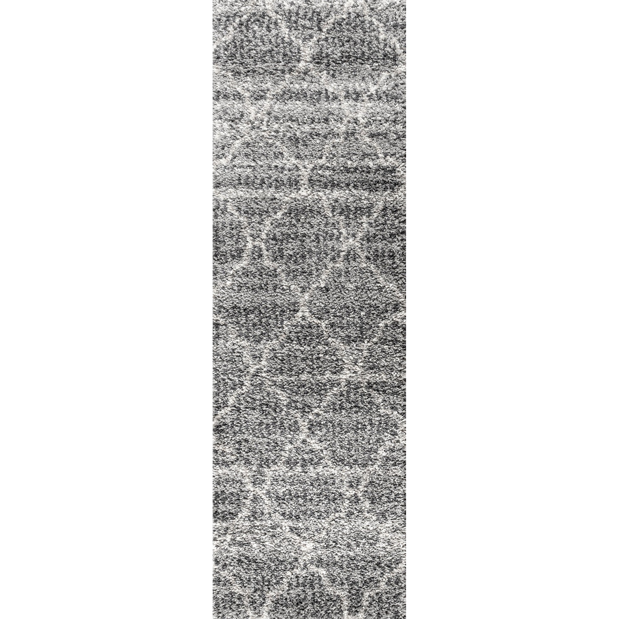 Susa Ogee Moroccan Trellis Shag Indigo Runner Rug