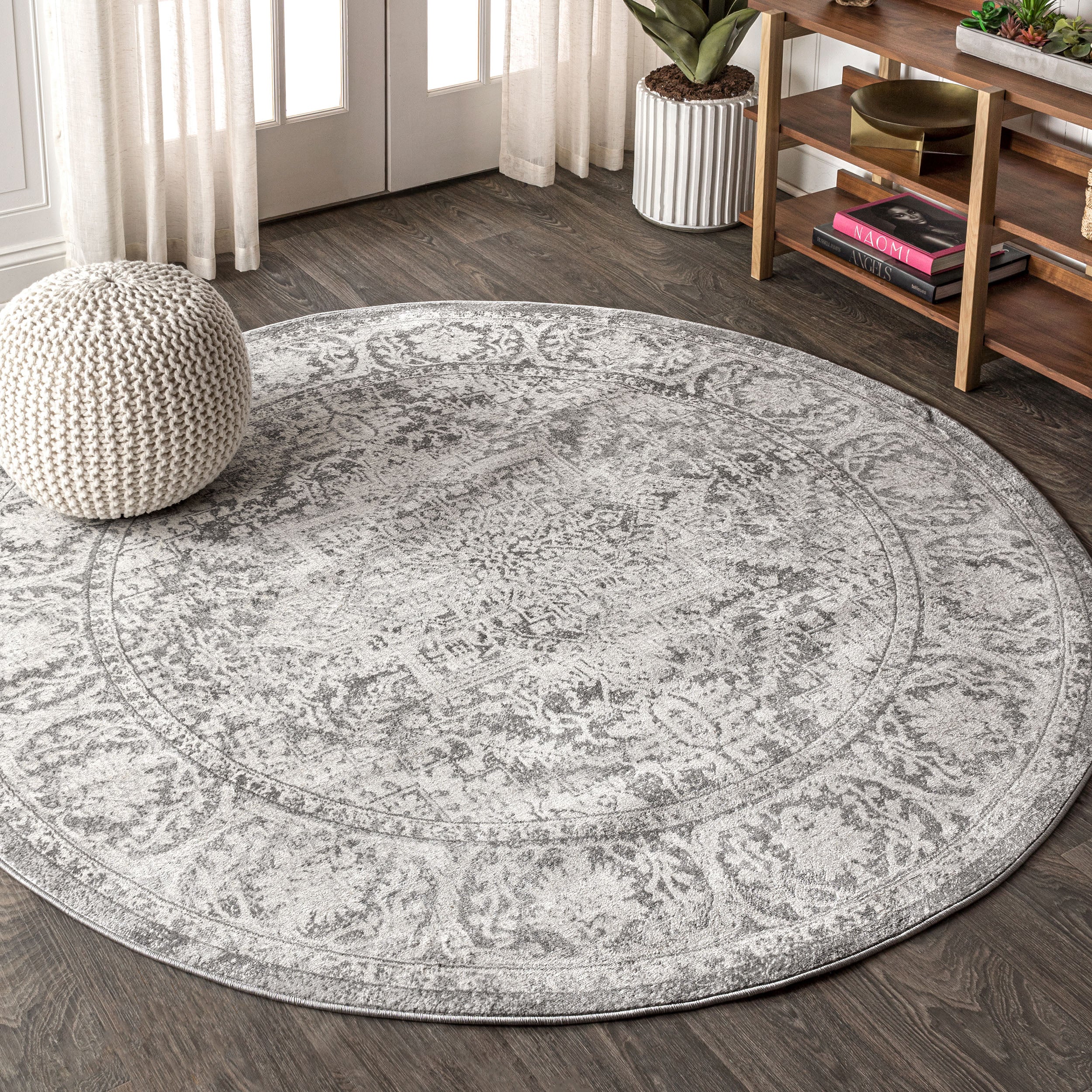 Modern Persian Vintage Medallion Round Area Rug