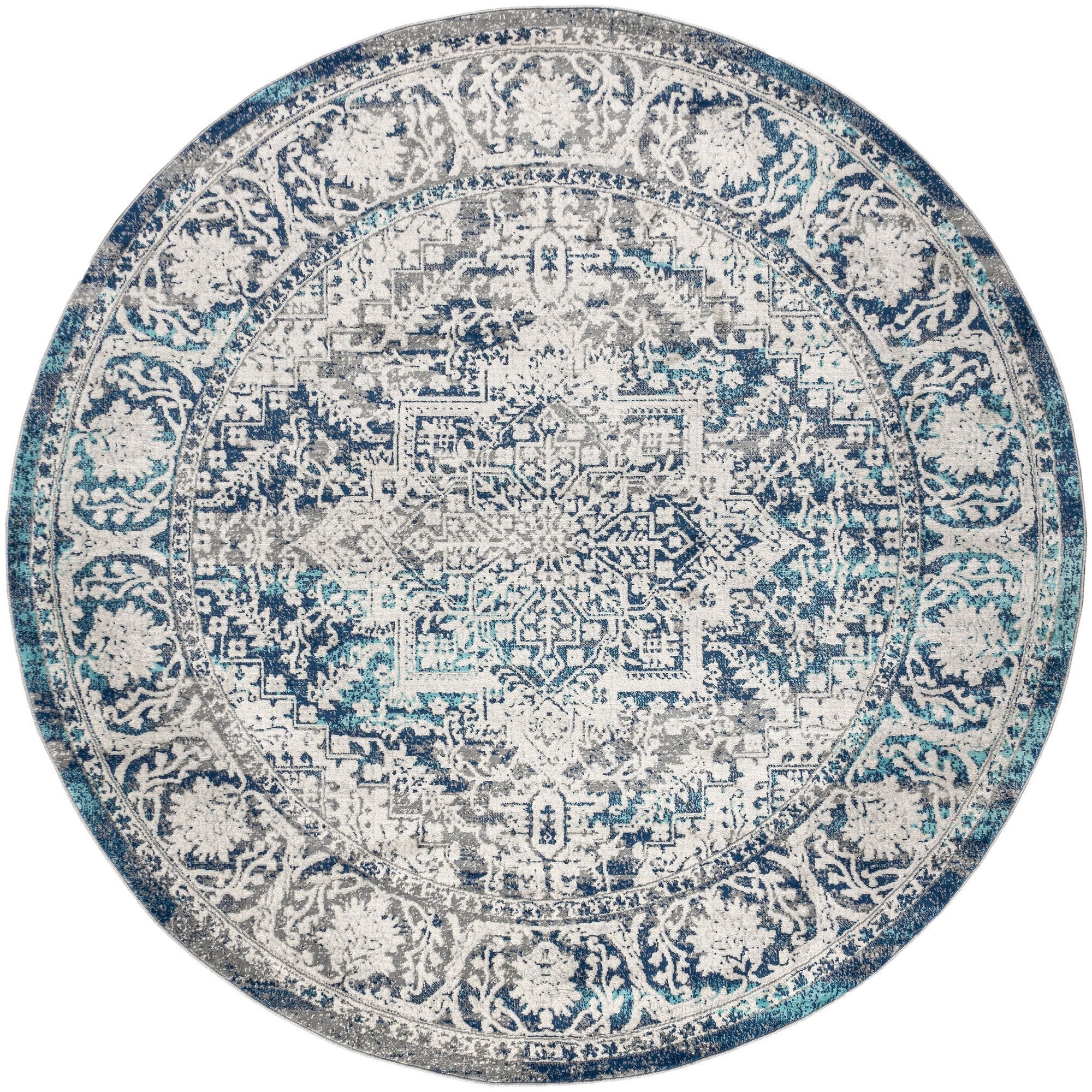 Modern Persian Vintage Medallion Round Area Rug