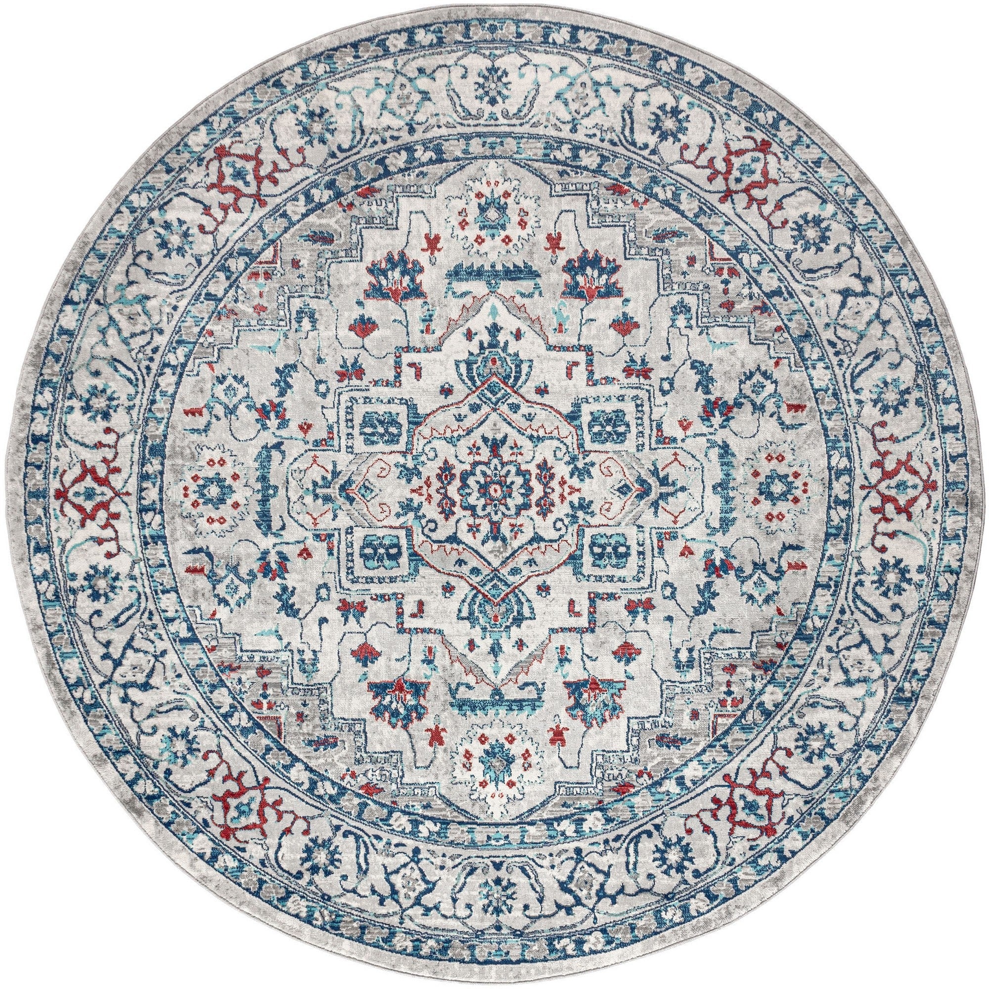 Modern Vintage Medallion Round Area Rug