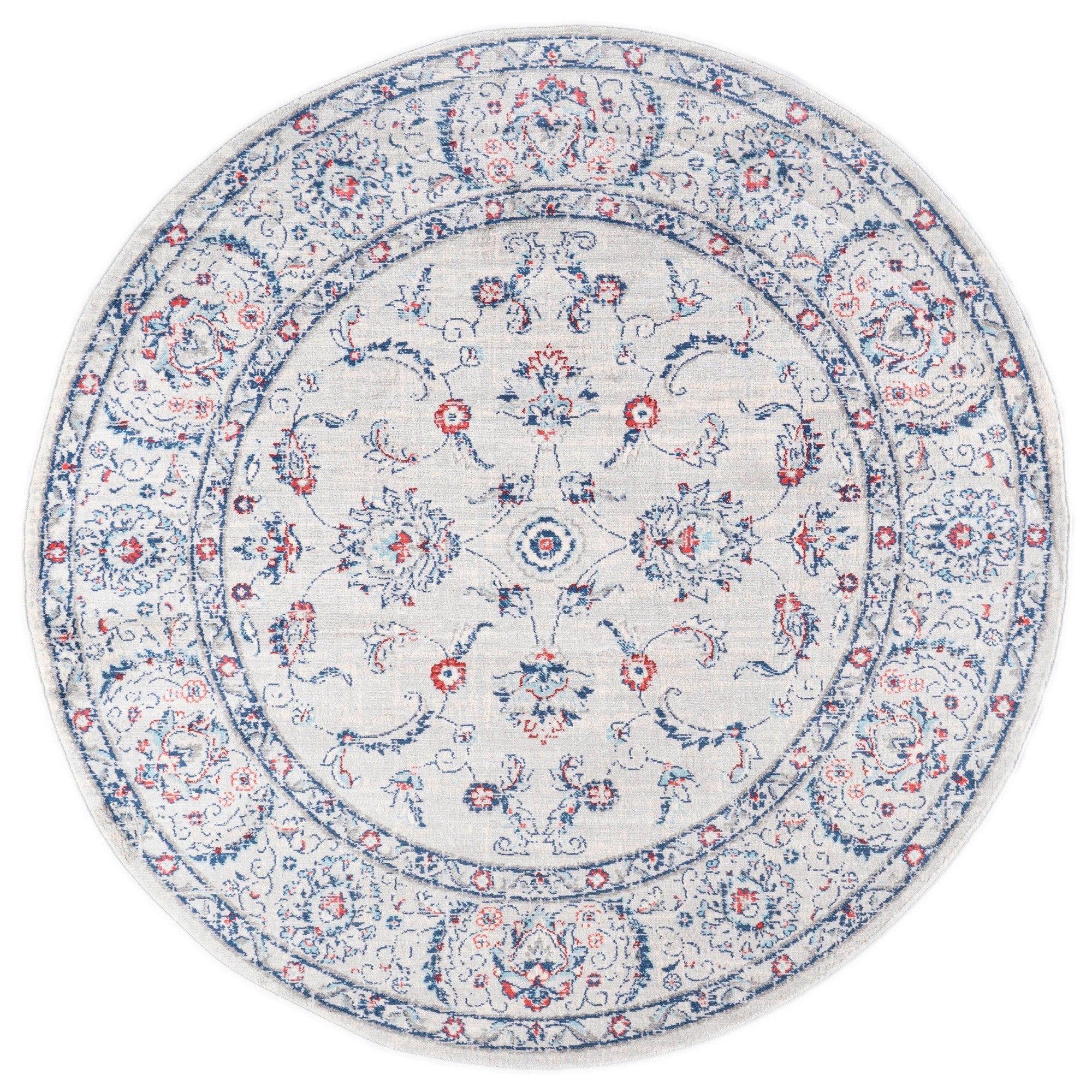 Gray Modern Persian Vintage Round Area Rug