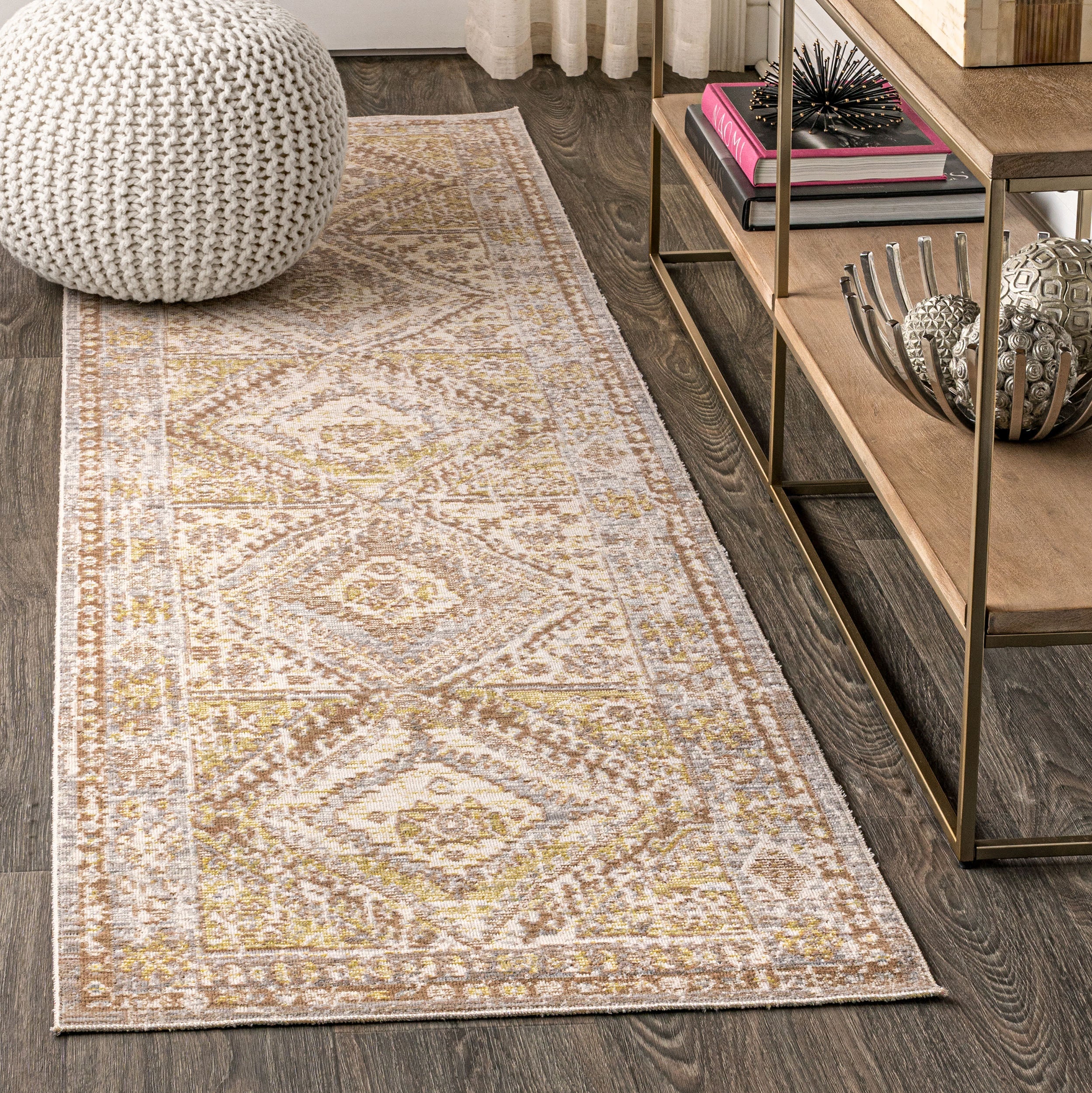 Darija Ornate Geometric Medallion Runner Rug