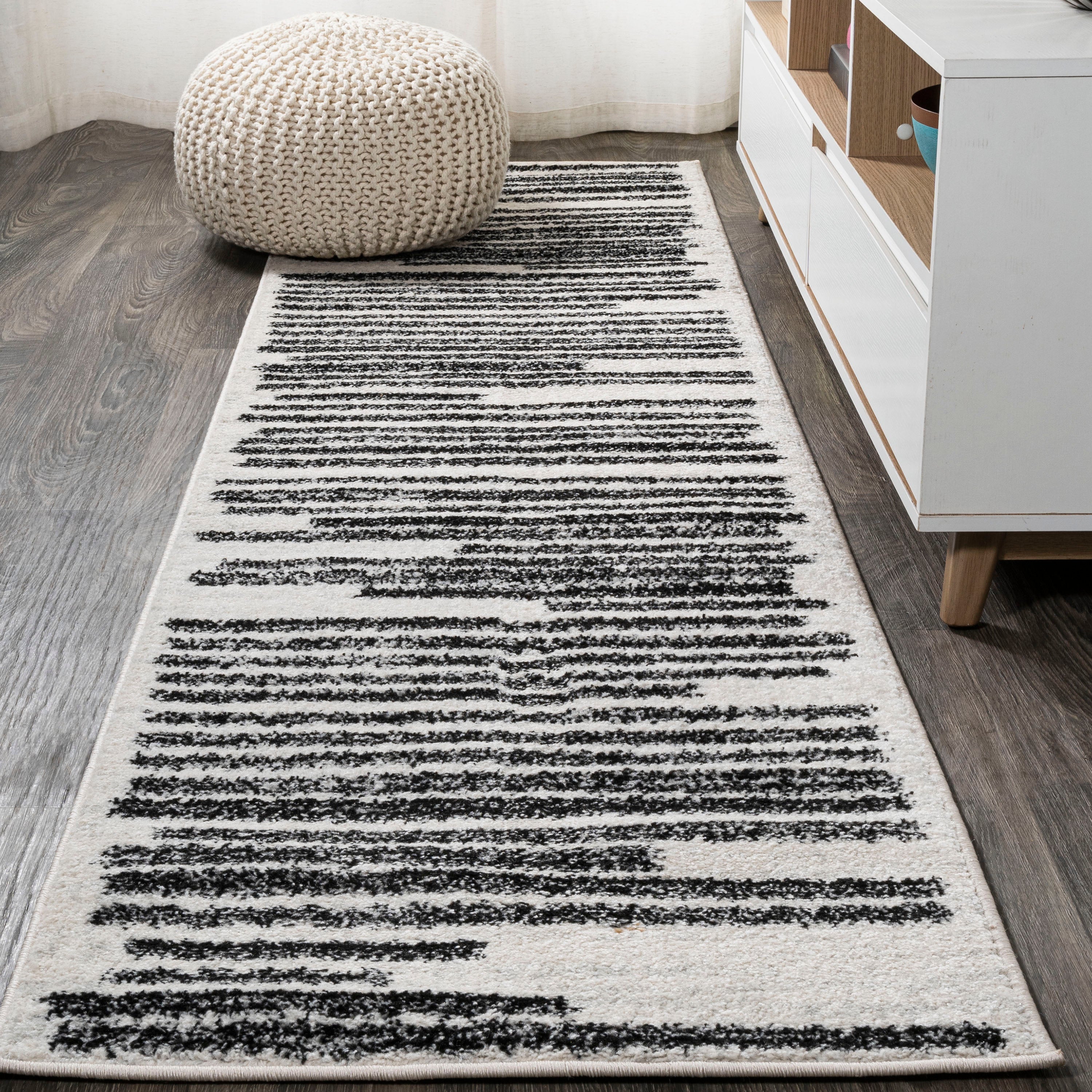 Khalil Modern Berber Stripe Runner Rug