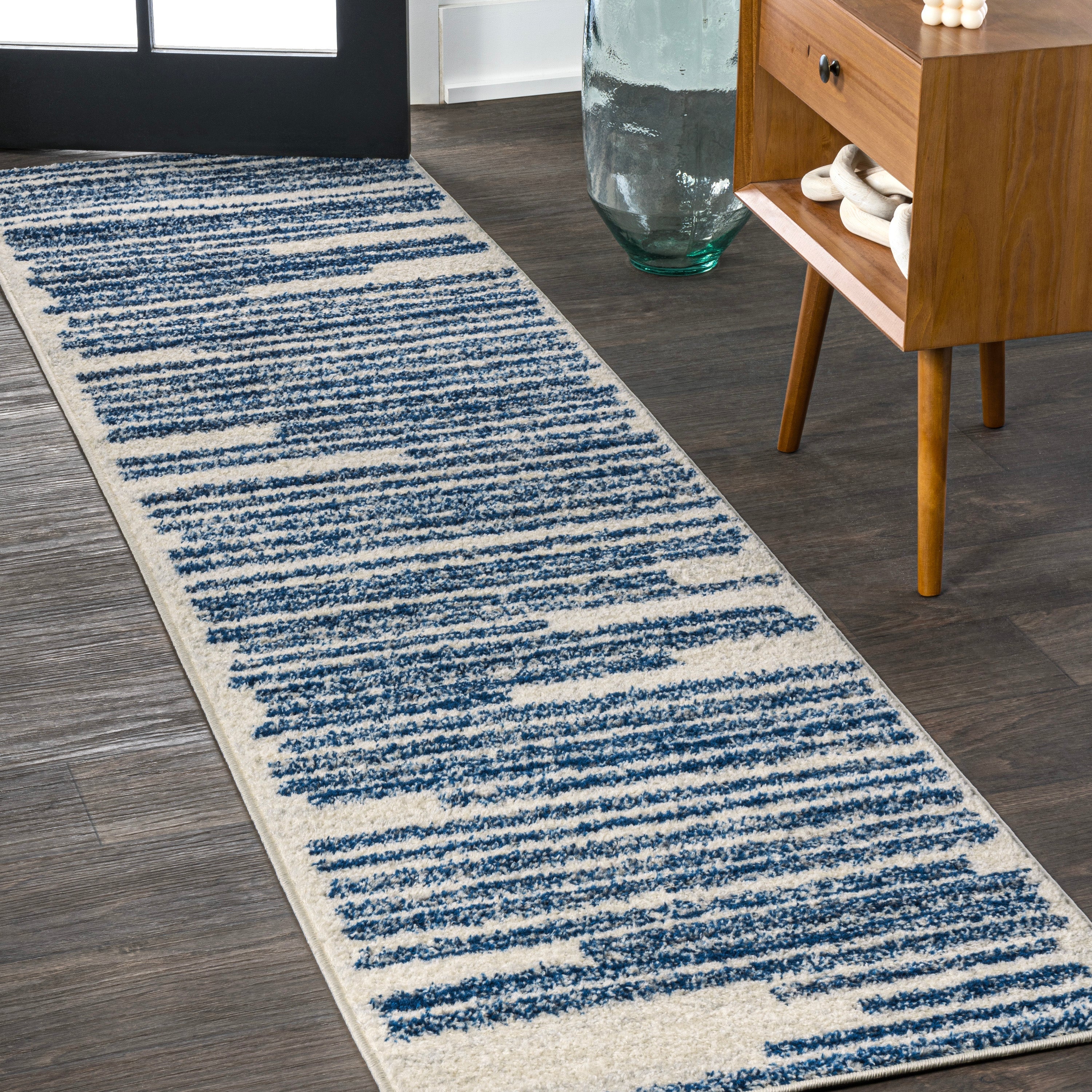 Khalil Modern Berber Stripe Runner Rug