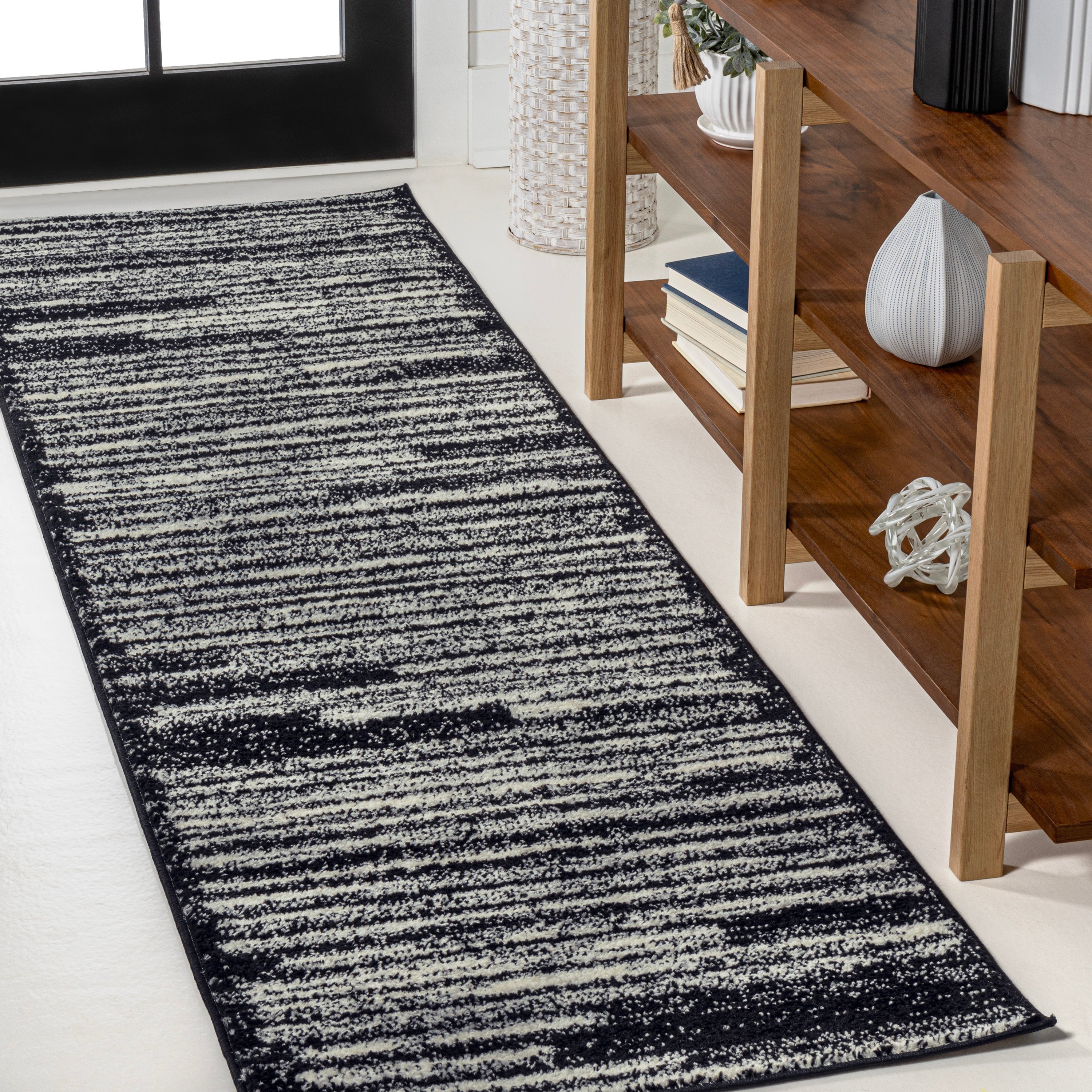 Khalil Modern Berber Stripe Runner Rug