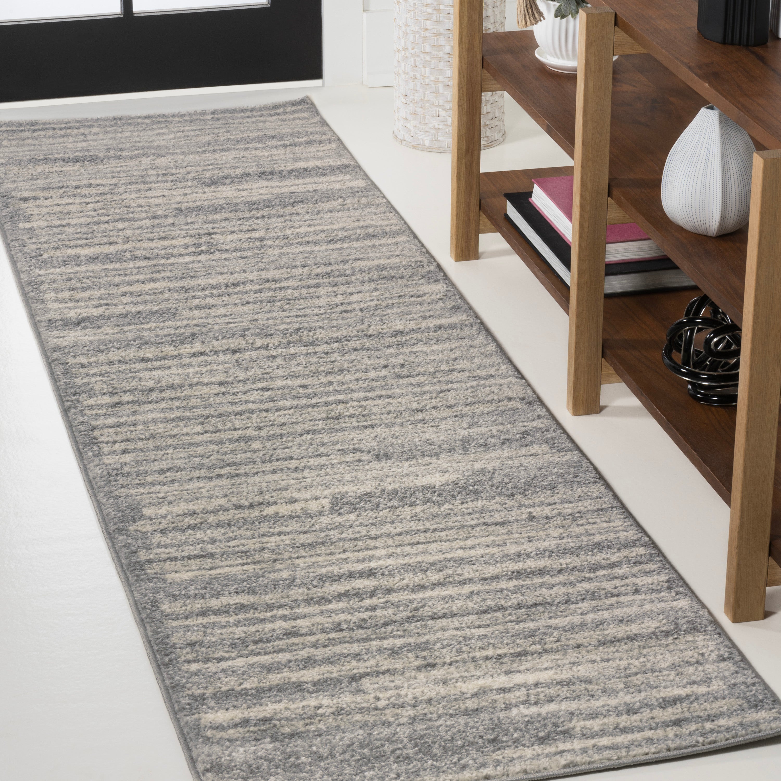 Khalil Modern Berber Stripe Runner Rug