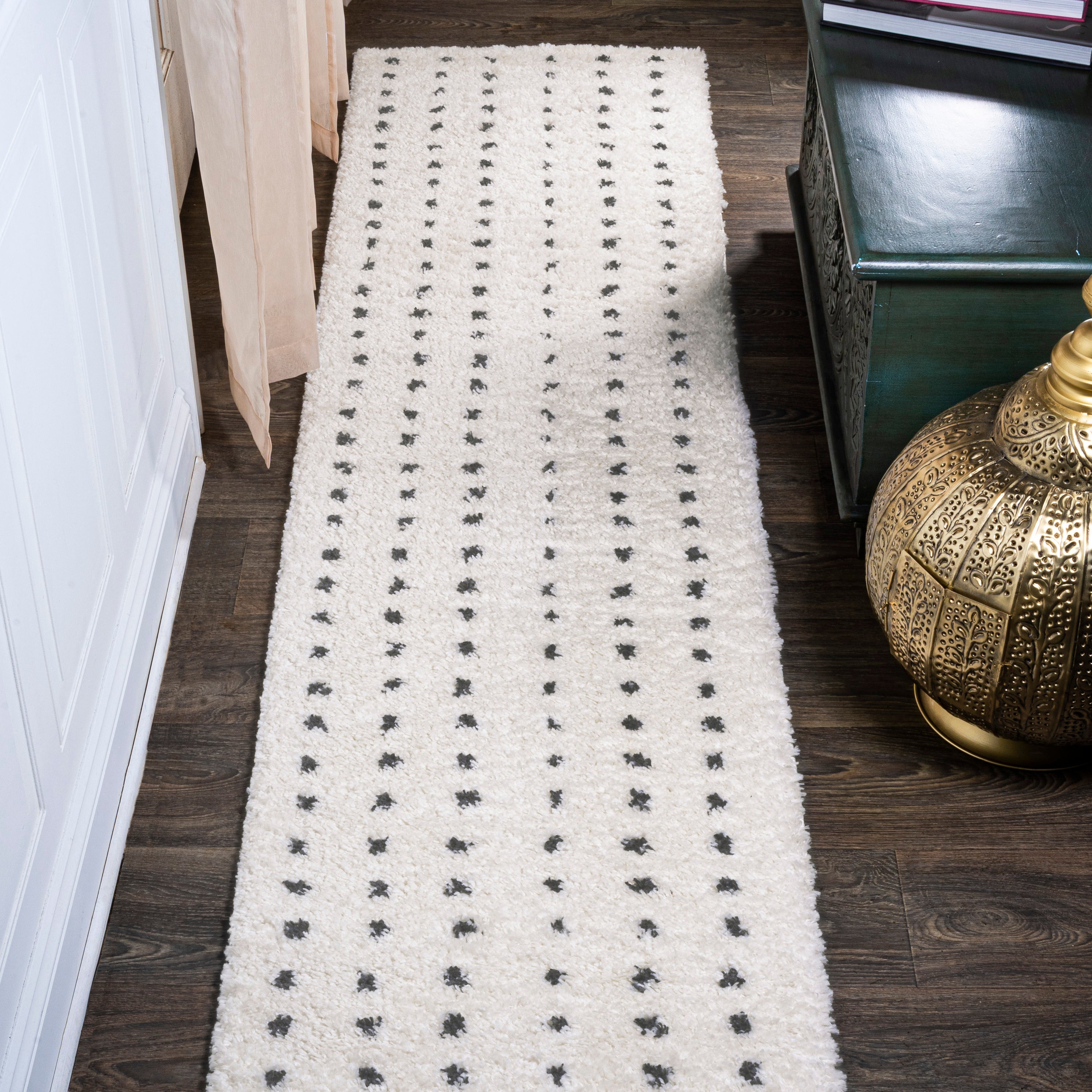 Pele Modern Geometric Dot Shag Runner Rug