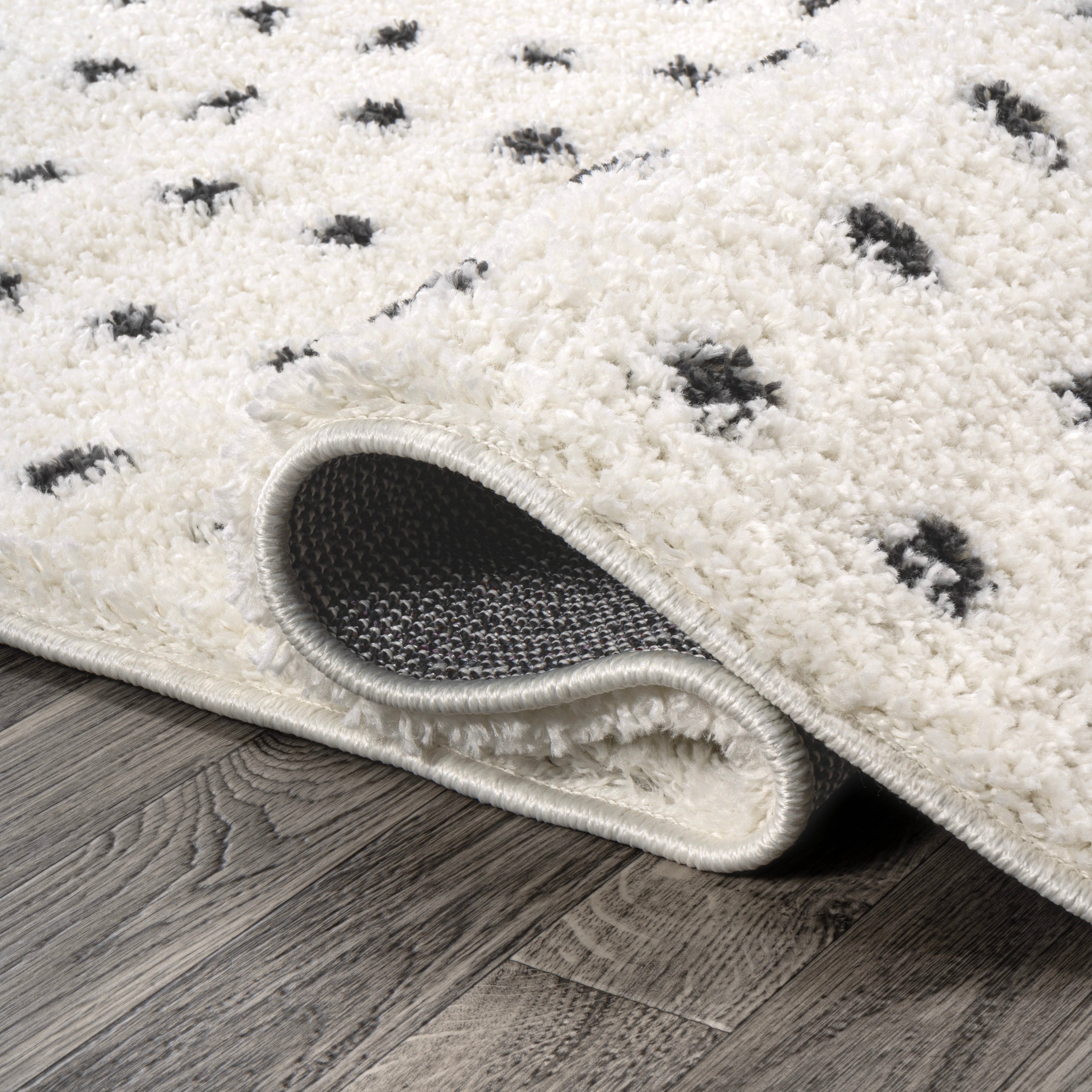 Pele Modern Geometric Dot Shag Runner Rug