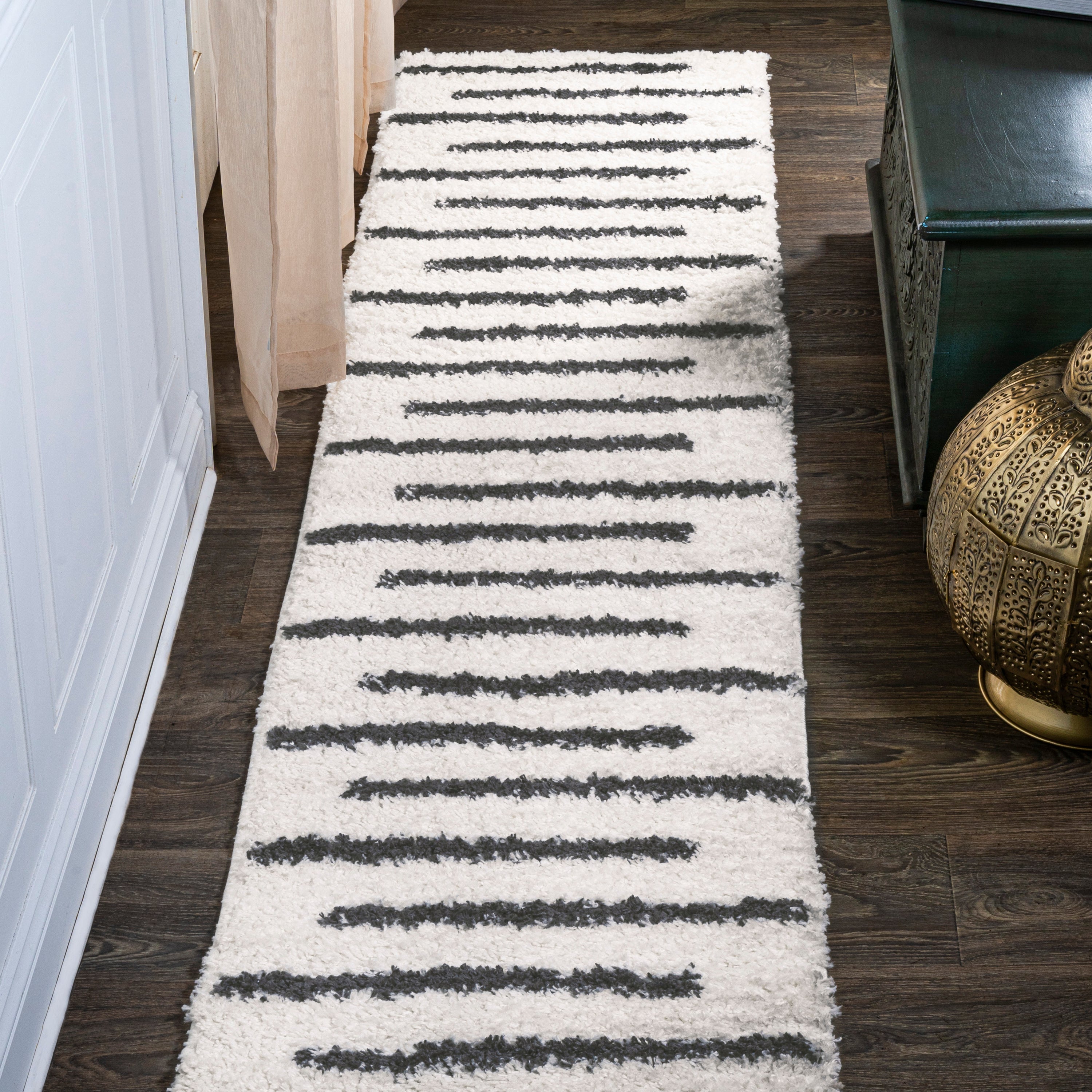 Alaro Berber Stripe Shag Runner Rug