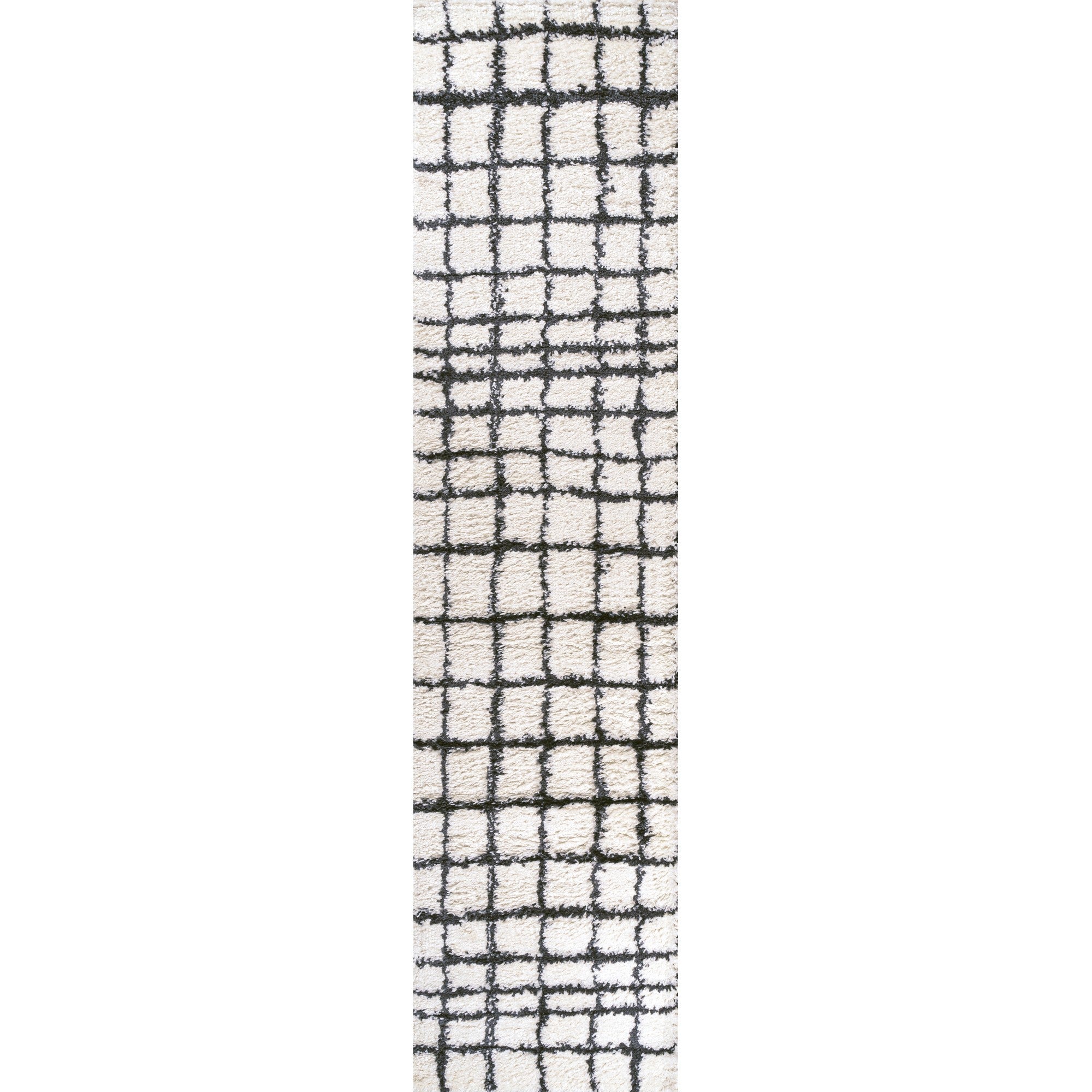 Arenal Geometric Grid Shag Runner Rug