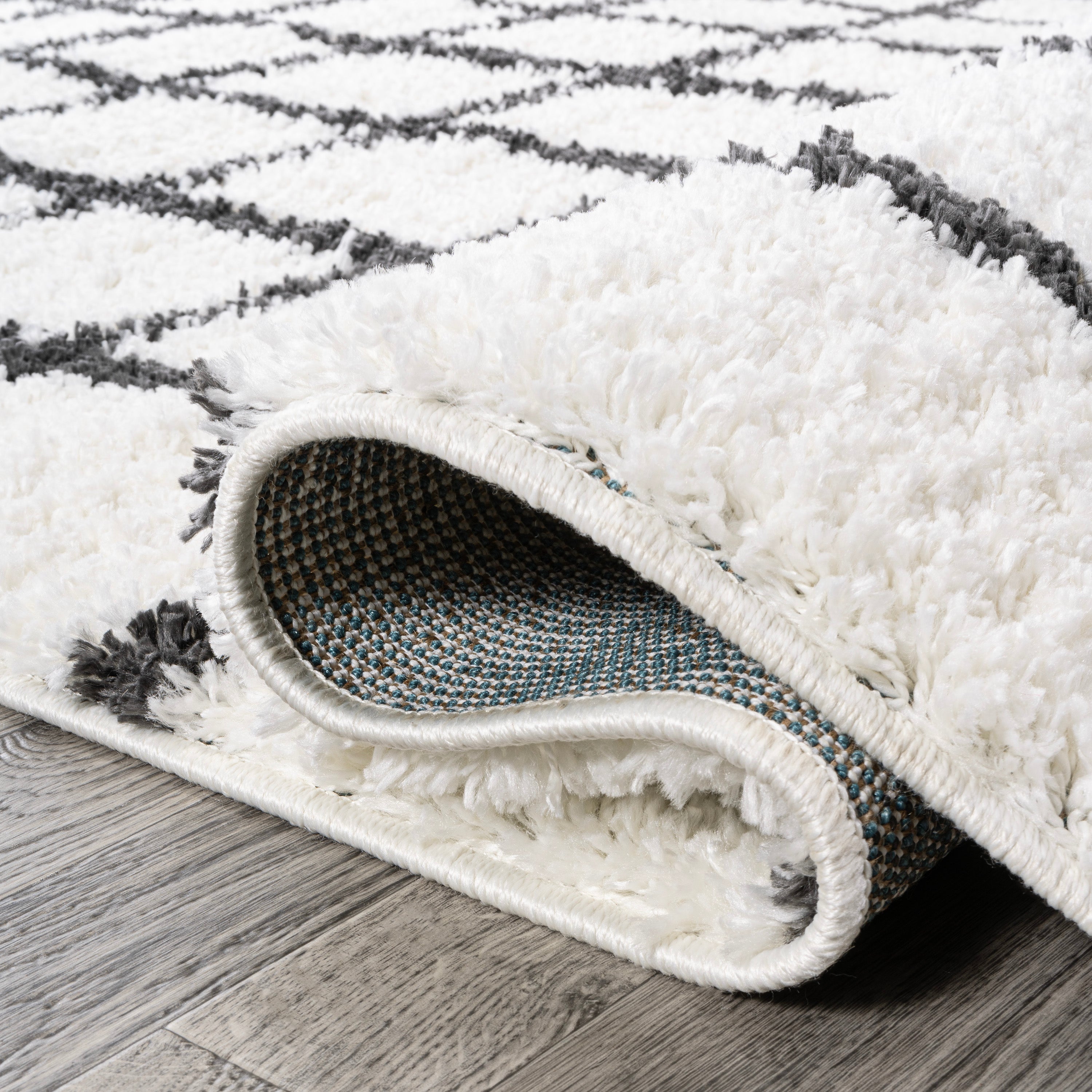 Arenal Geometric Grid Shag Runner Rug