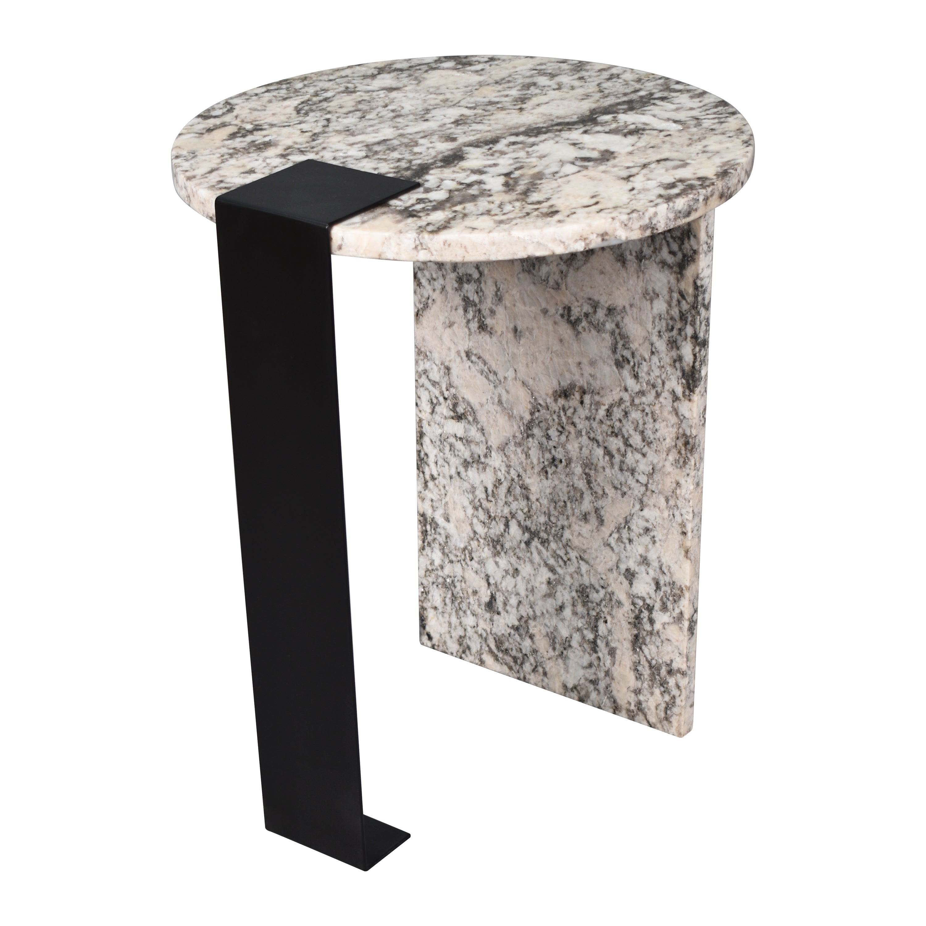 Lyra Contemporary Natural Marble/Metal Handmade Round End Table