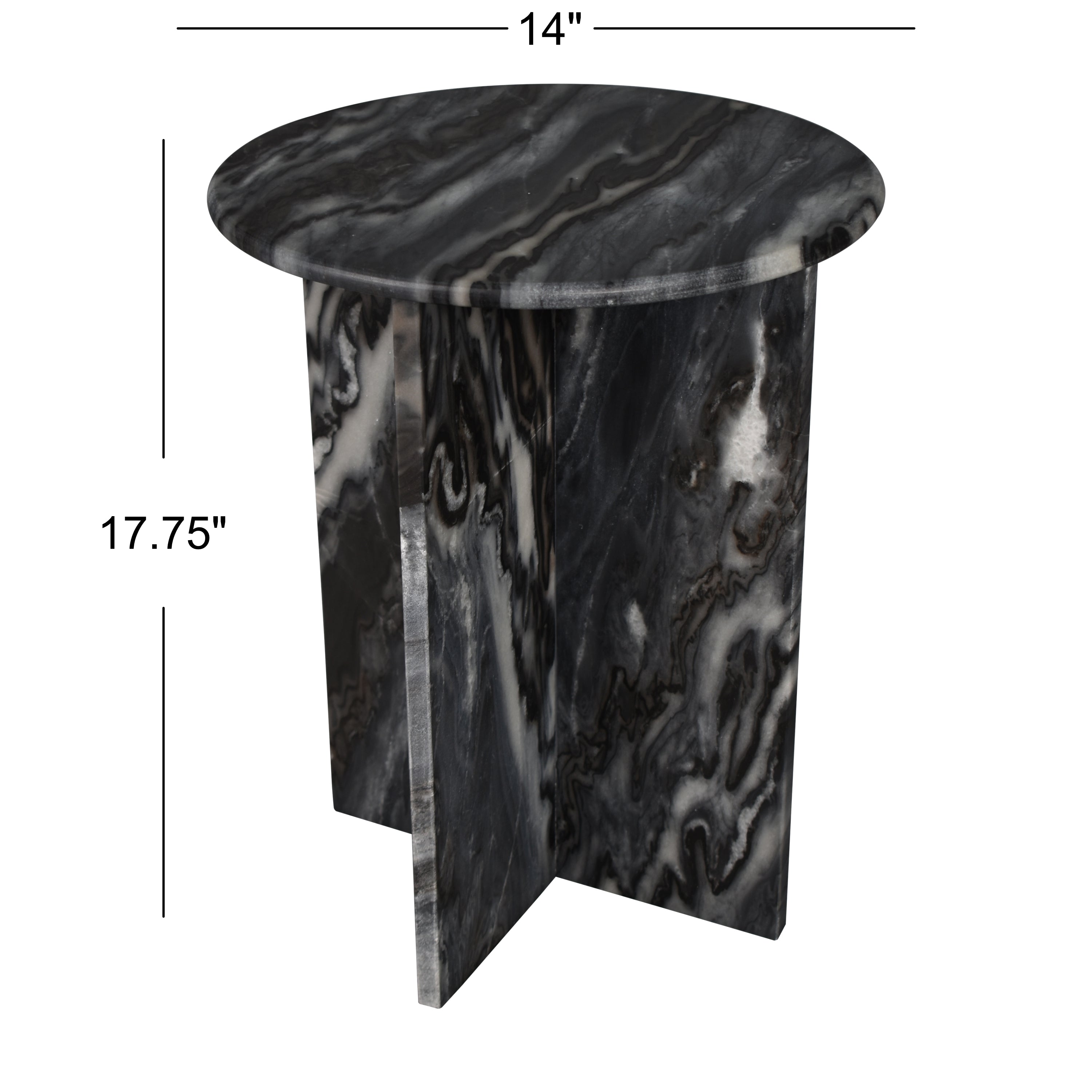 Javier Contemporary Natural Marble Handmade X-Shaped End Table