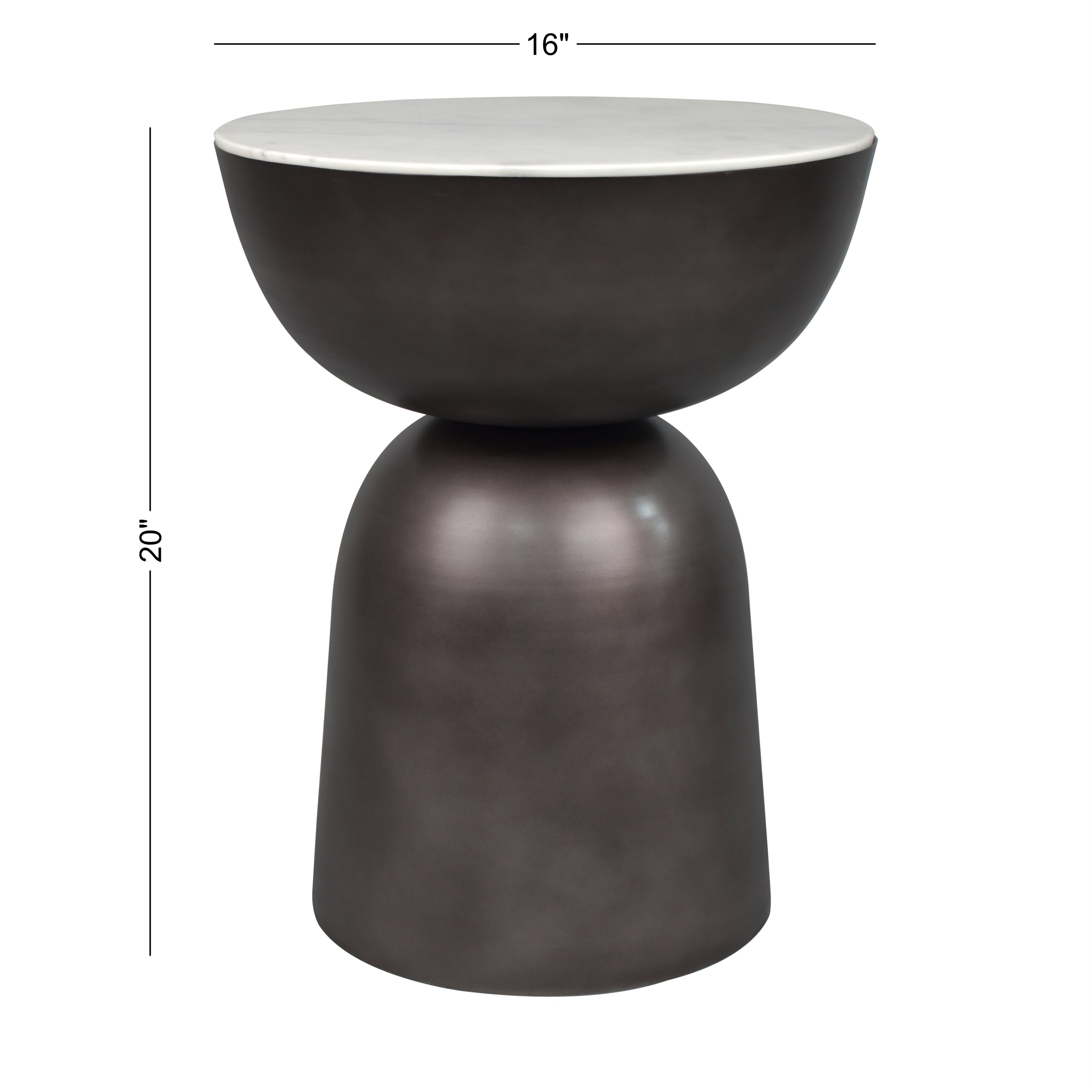 Atarah Contemporary Natural Marble/Metal Handmade Hourglass End Table