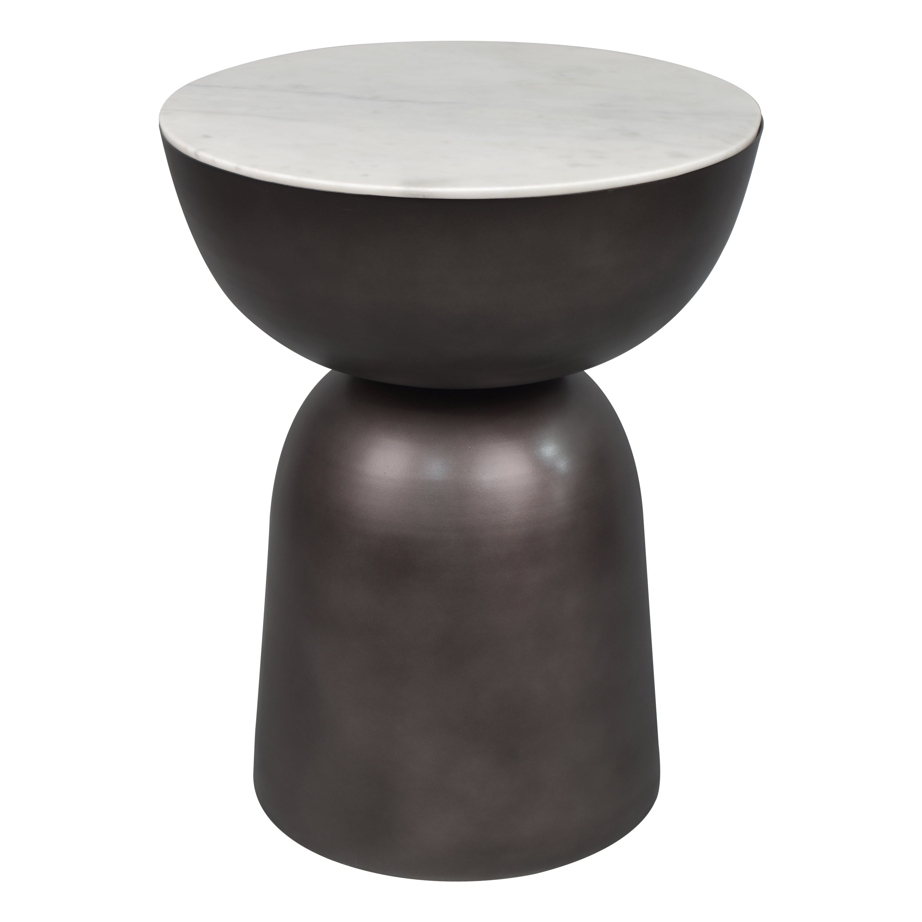 Atarah Contemporary Natural Marble/Metal Handmade Hourglass End Table