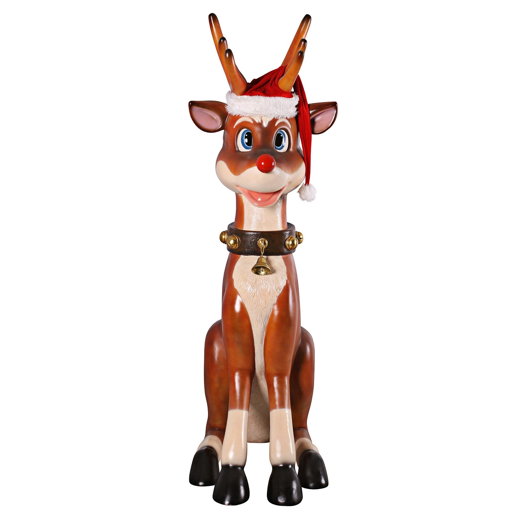 Santa's Life Size Red-Nosed Christmas Reindeer Statue