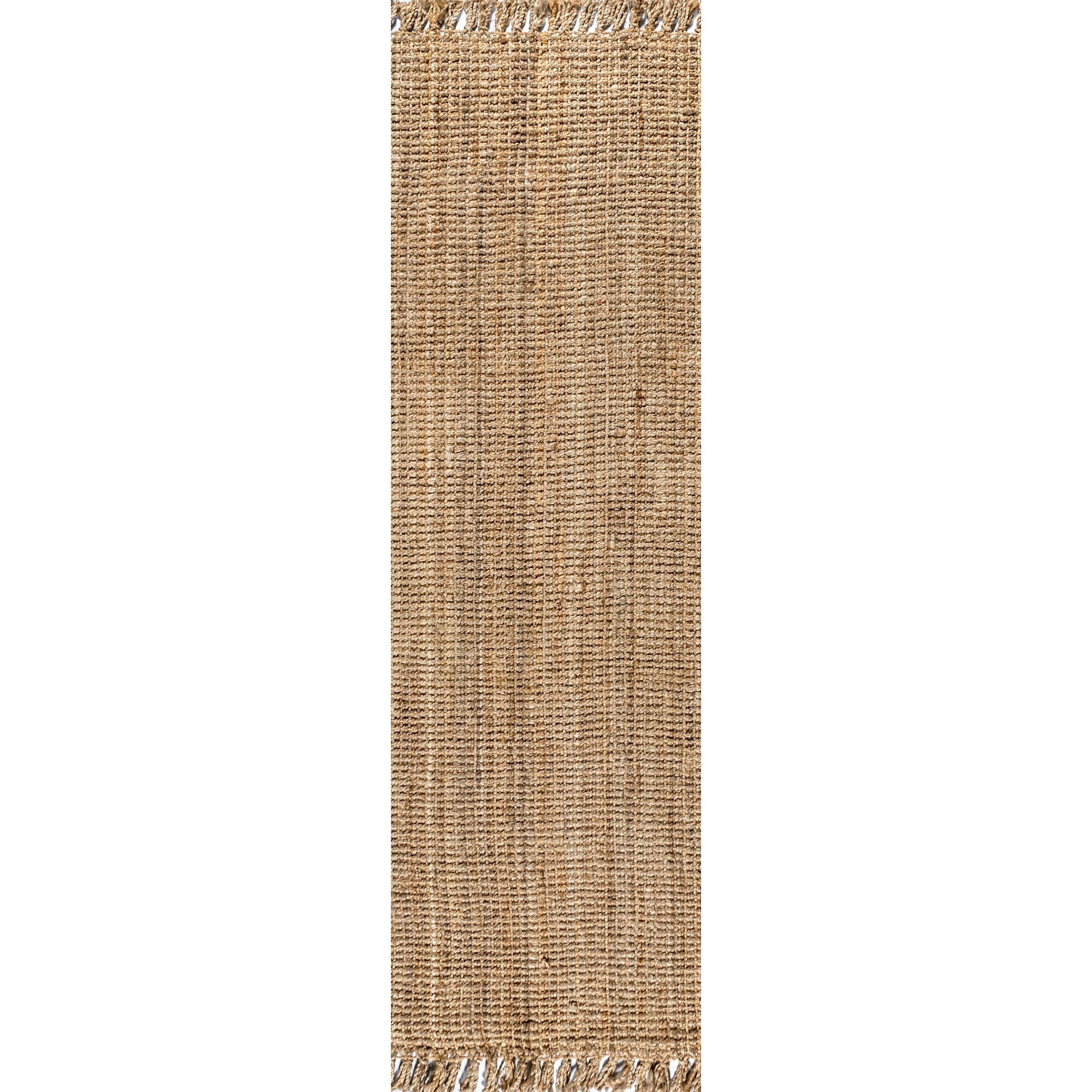 Pata Hand Woven Chunky Jute with Fringe Runner Rug