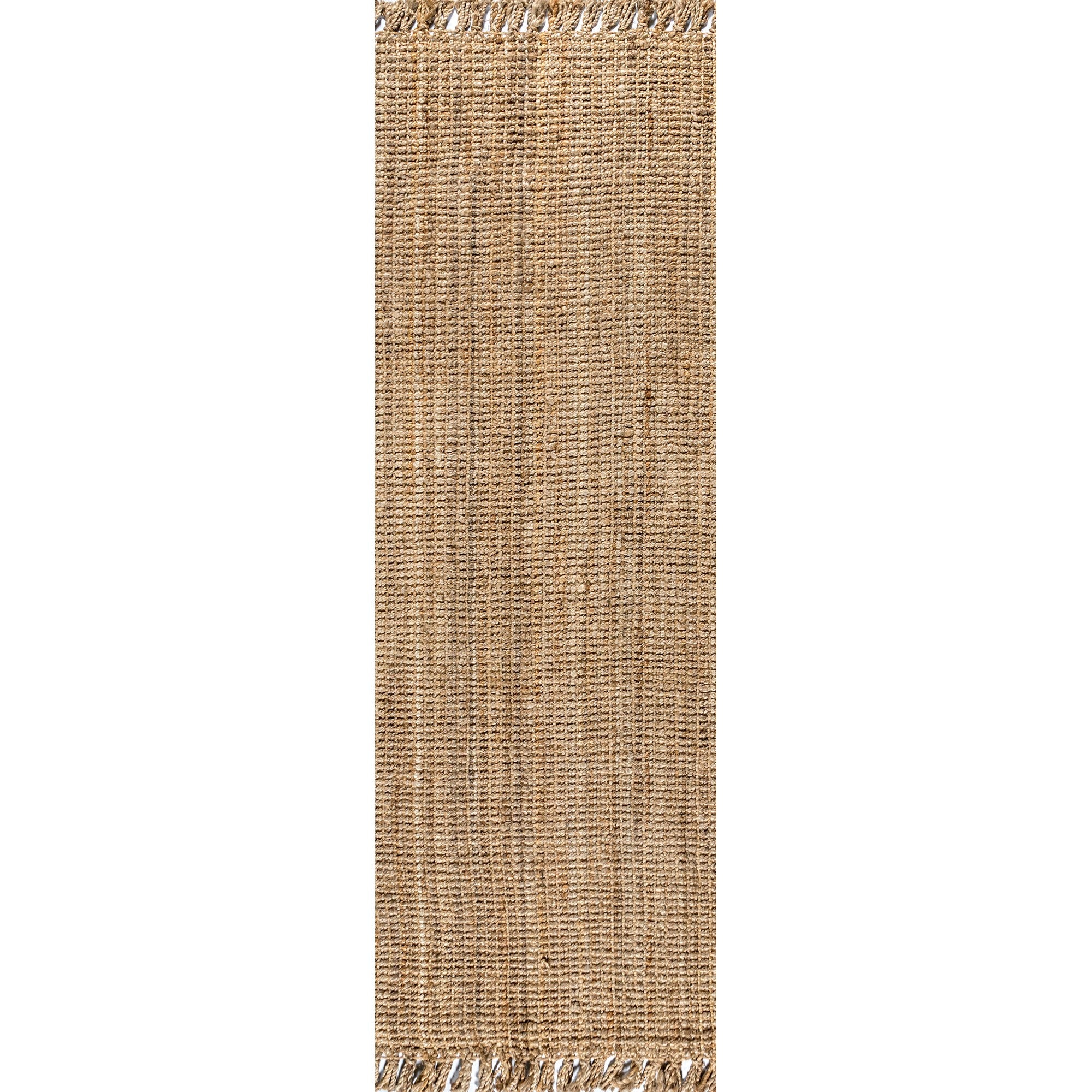 Pata Hand Woven Chunky Jute with Fringe Runner Rug