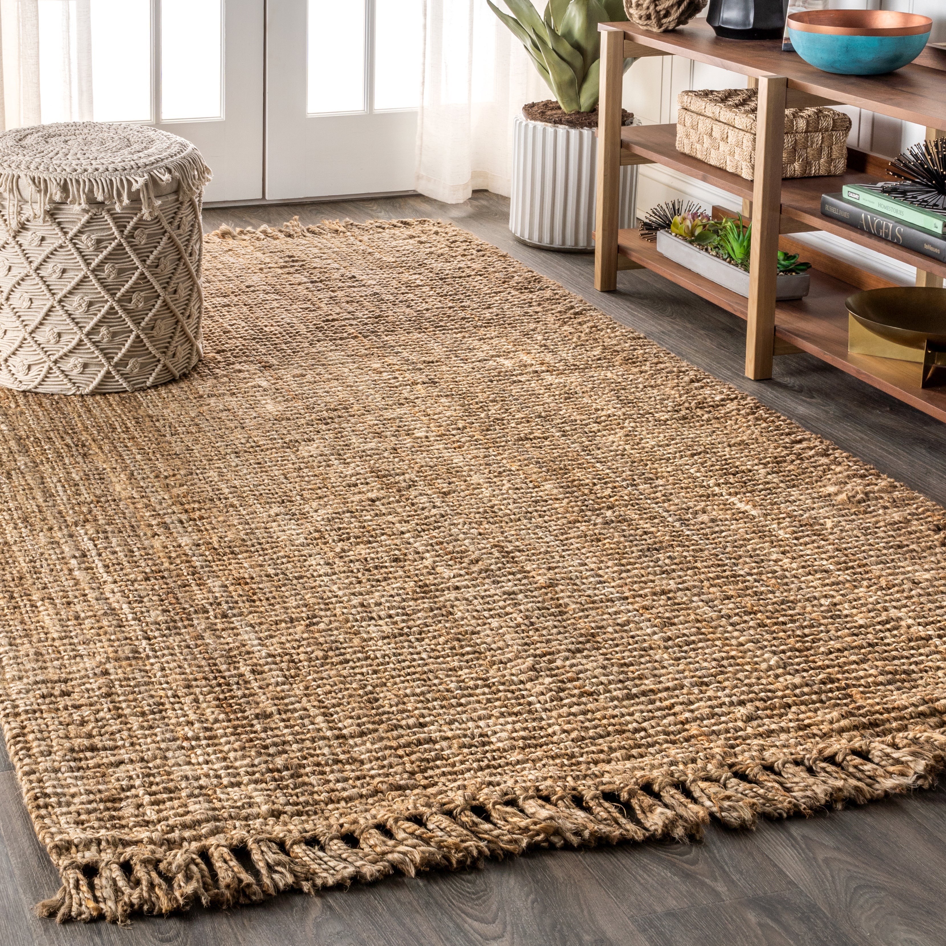 Pata Hand Woven Chunky Jute with Fringe Runner Rug