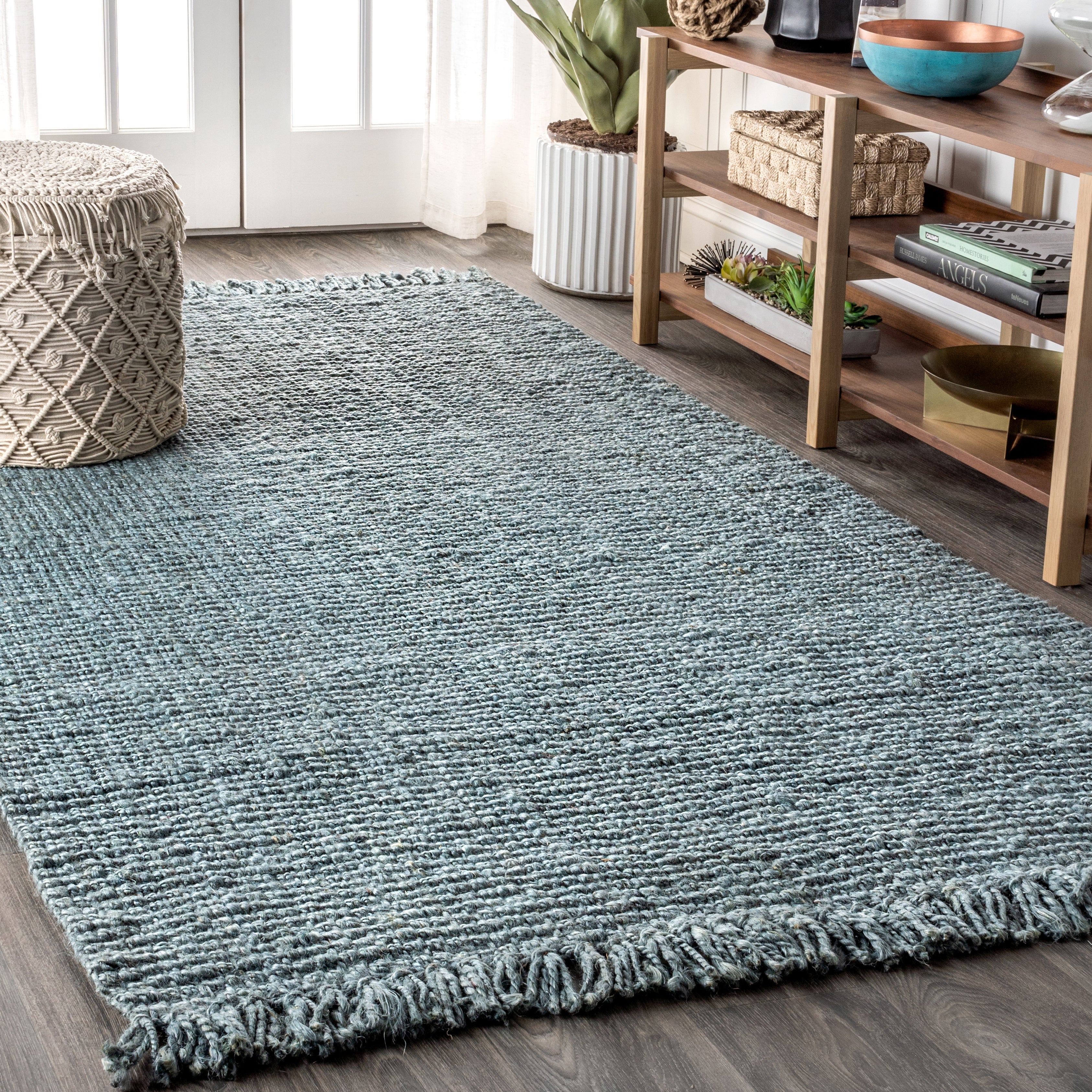 Pata Hand Woven Chunky Jute with Fringe Runner Rug