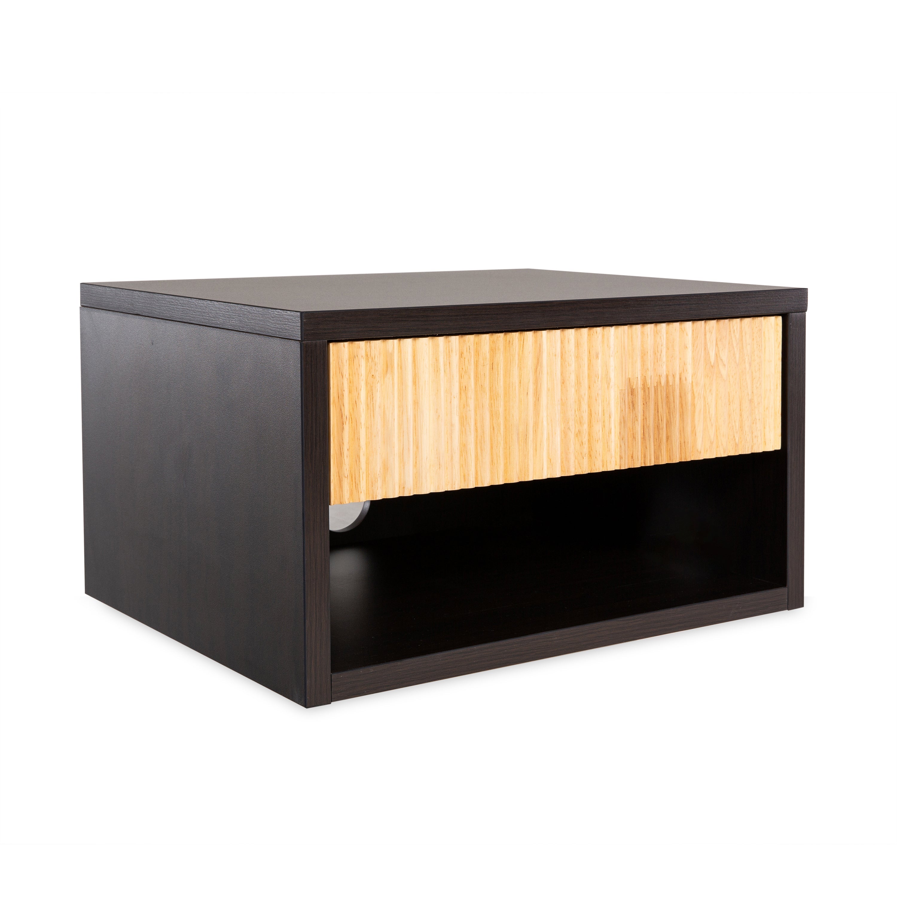 Elise Classic Contemporary Floating Wall Mounted Nightstand with Soft-Close Tambour Drawer and Cable Hole