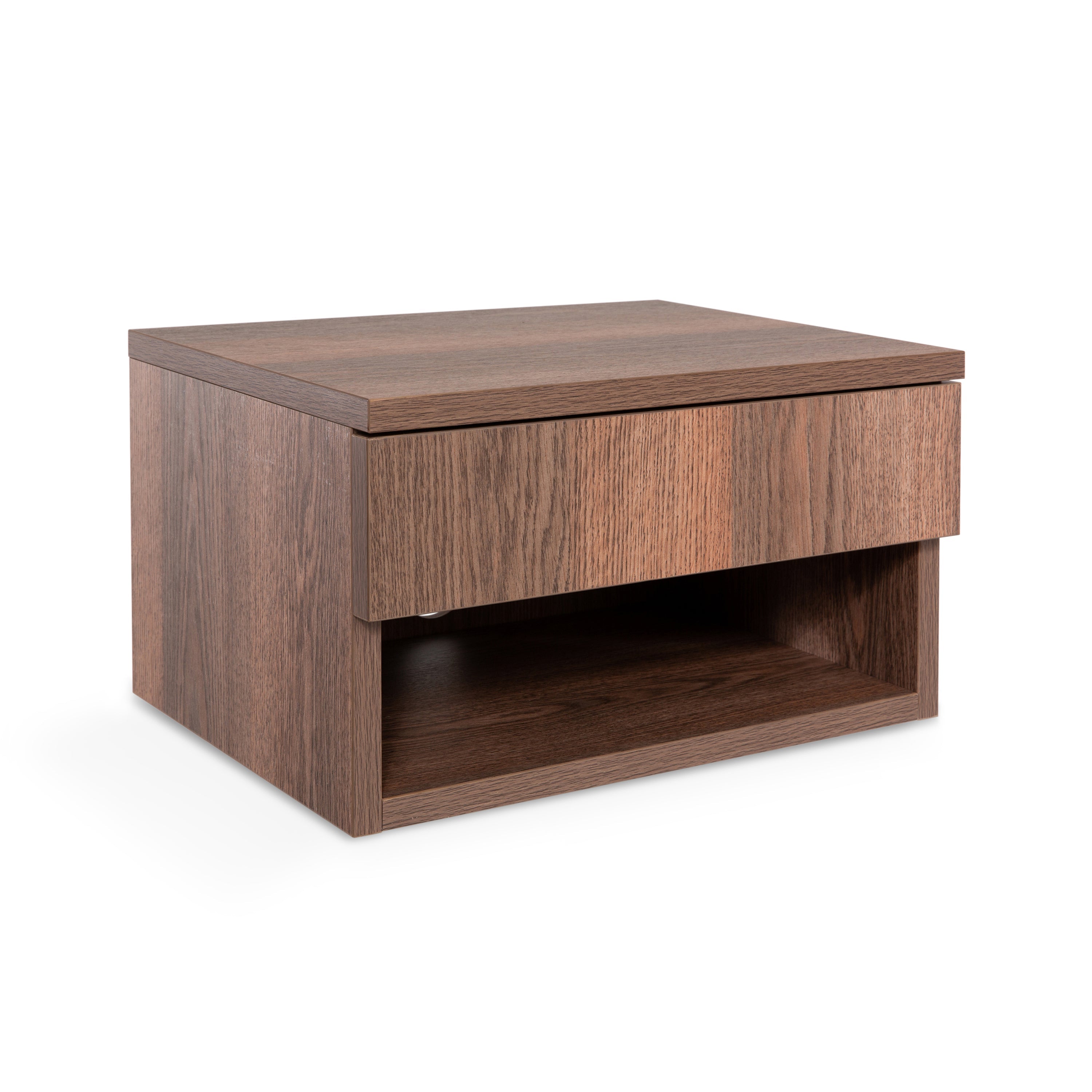 Ettore Mid-Century Modern Floating Wall Mounted Nightstand with Soft-Close Drawer and Cable Hole