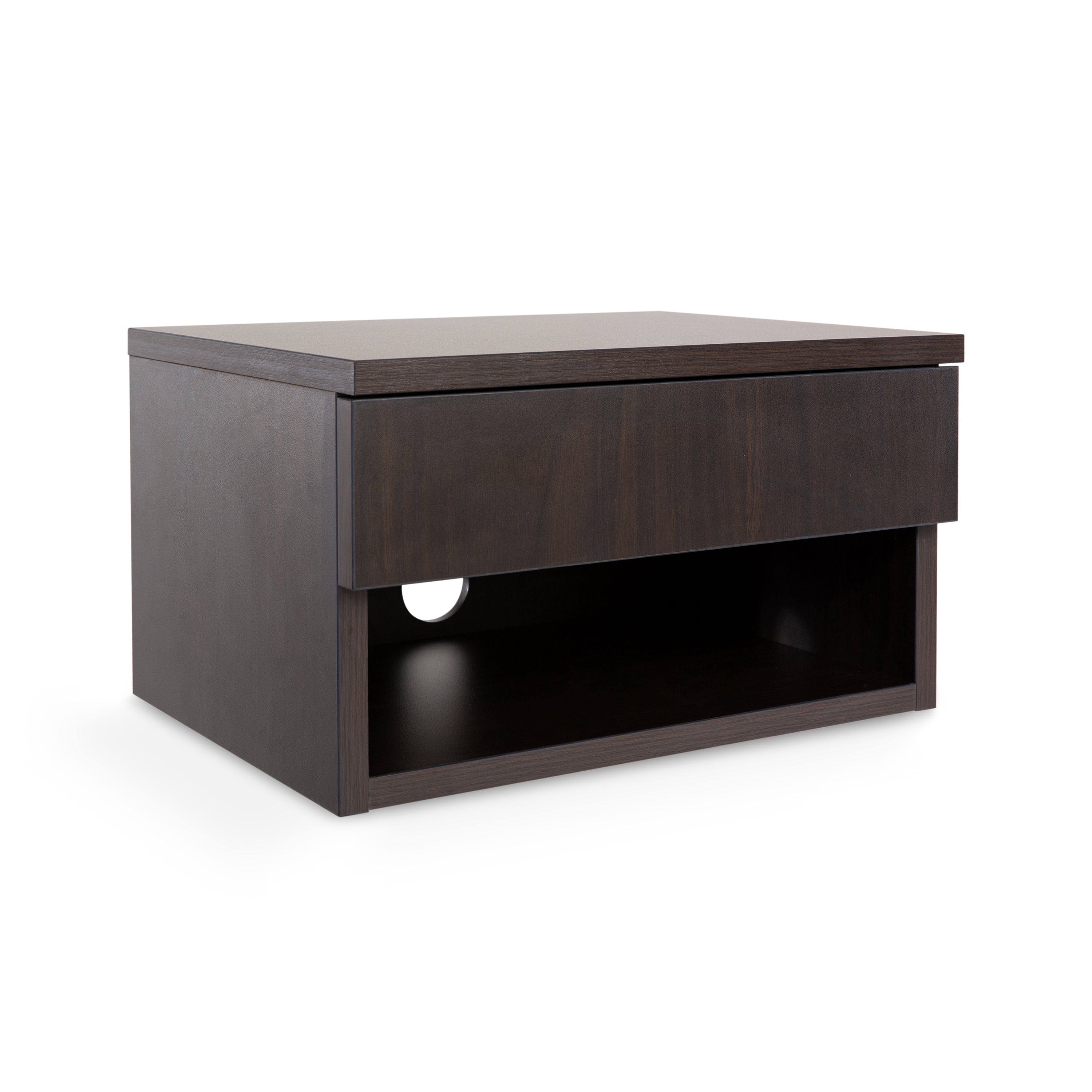 Ettore Mid-Century Modern Floating Wall Mounted Nightstand with Soft-Close Drawer and Cable Hole