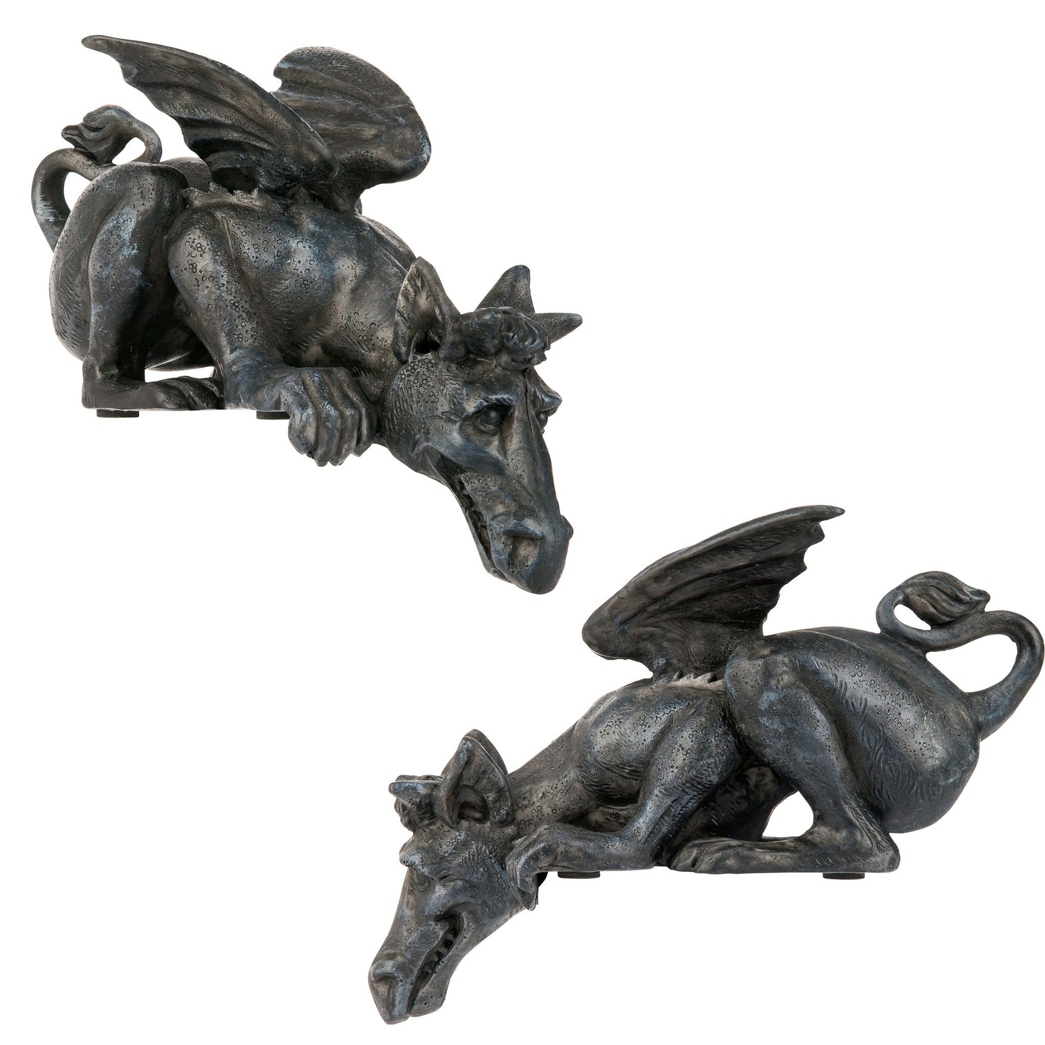 Whittingford the Chagrined Sitting Dragon Sculpture: Set of Two