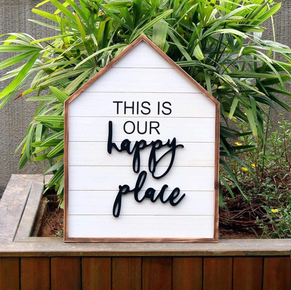 This is Our Happy Place Wood Framed Family Sign