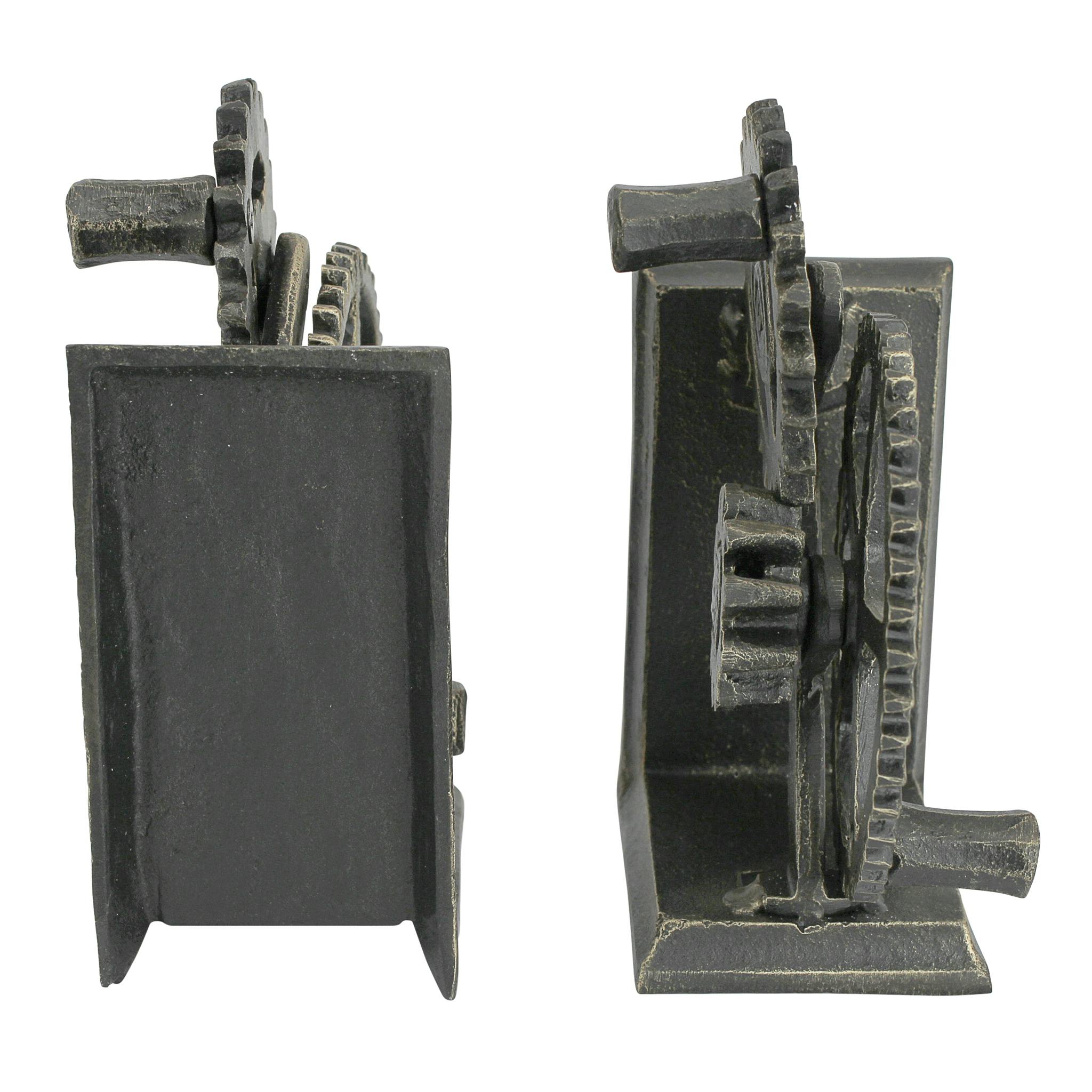 Industrial Gear Sculptural Iron Bookends