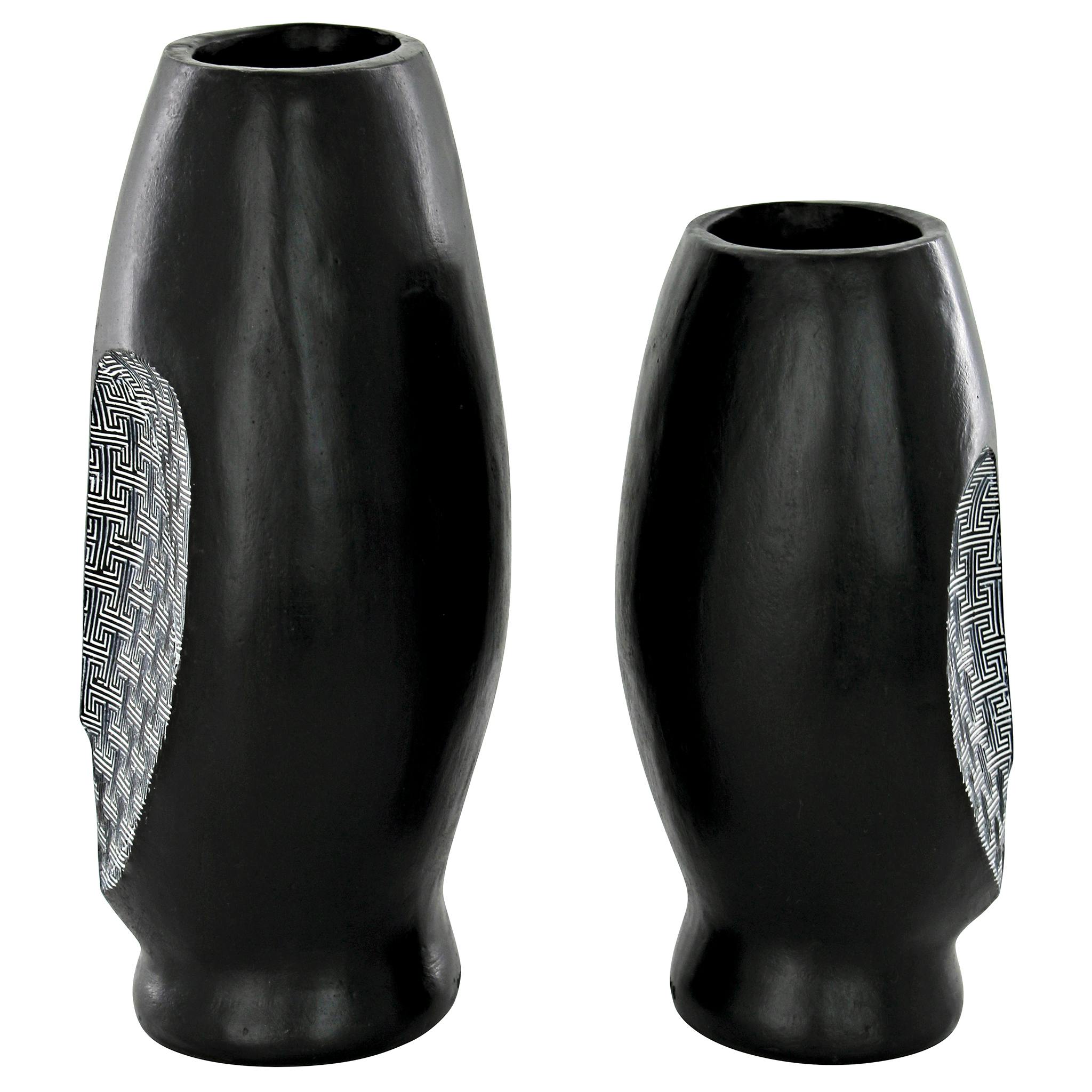 Contemporary Cubist African Mask Sculptural Vase Set