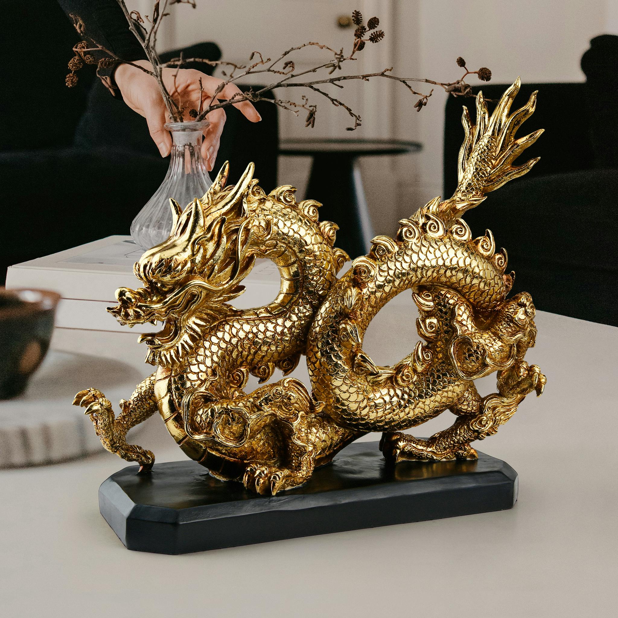 Emperor's Golden Dragon Asian Statue