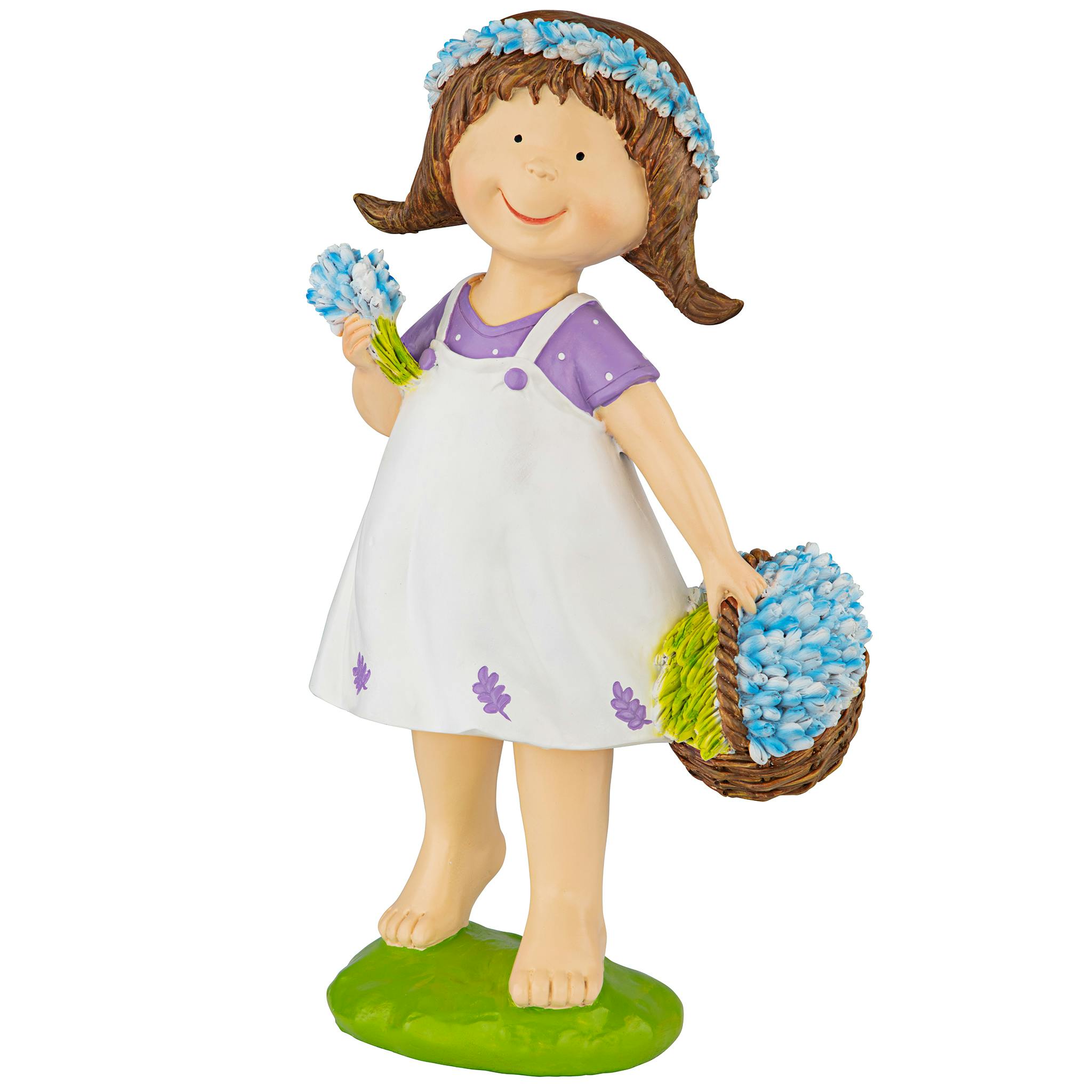 Bluebonnet Twins Springtime Child Garden Statue: Juliette Girl