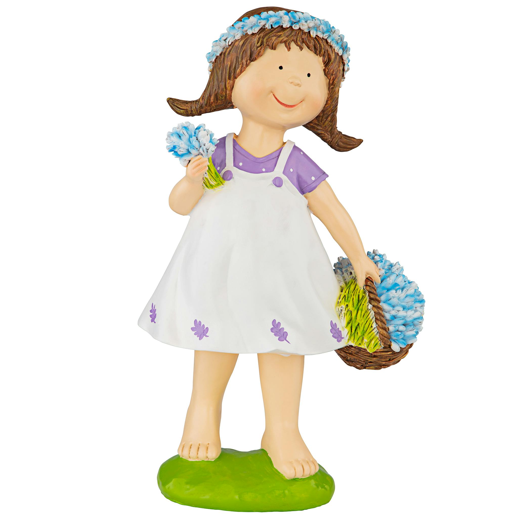 Bluebonnet Twins Springtime Child Garden Statue: Juliette Girl