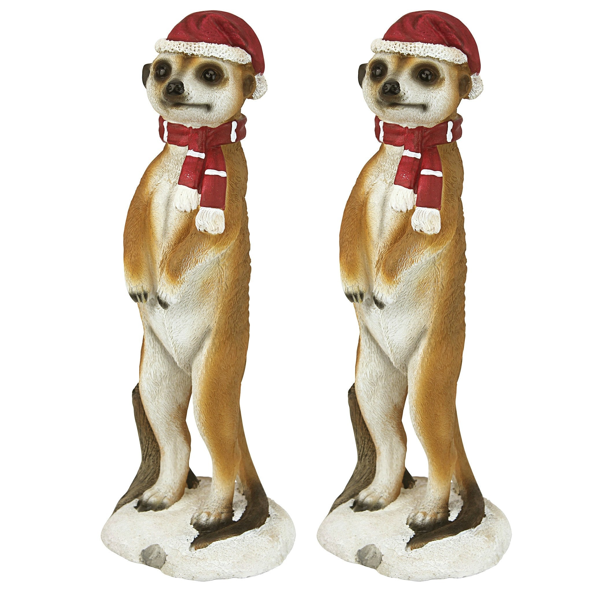 Merry Meerkat Holiday Greeter Statue: Set of Two