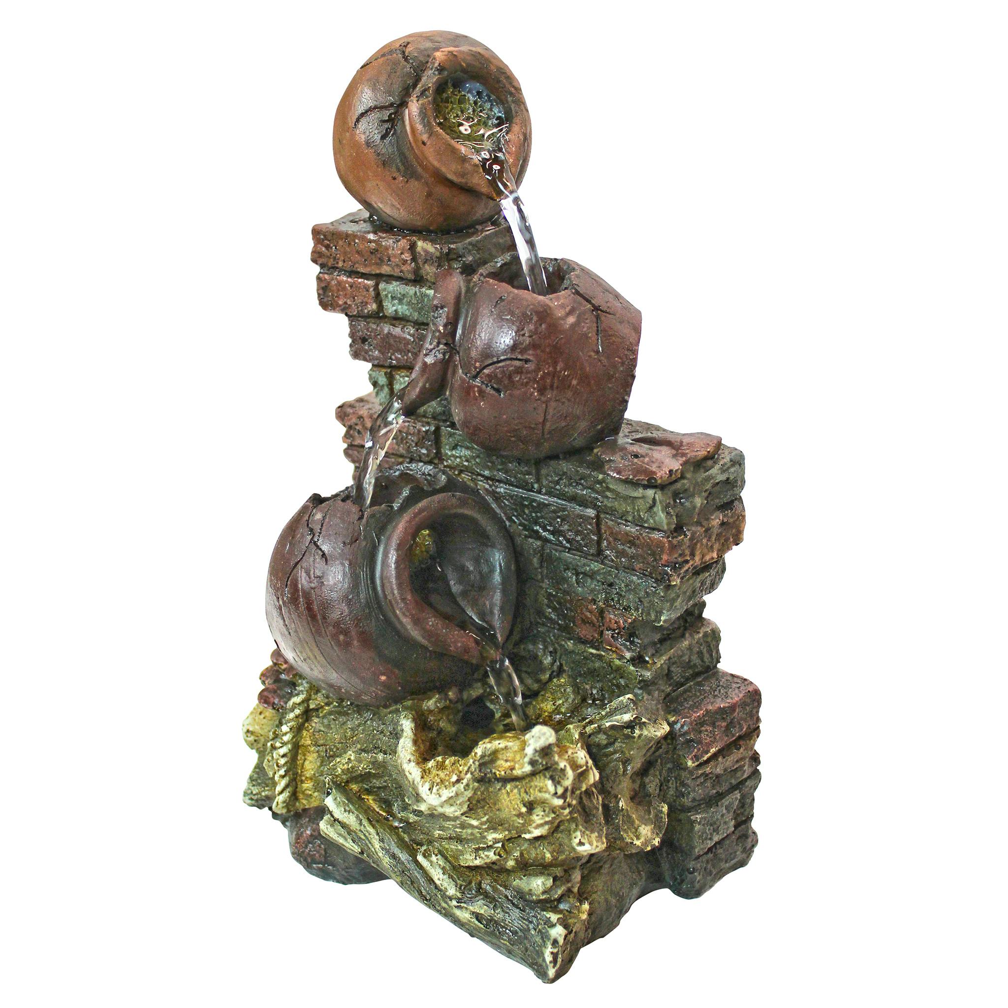 Villa La Piccolina Cascading Urns Illuminated Garden Fountain